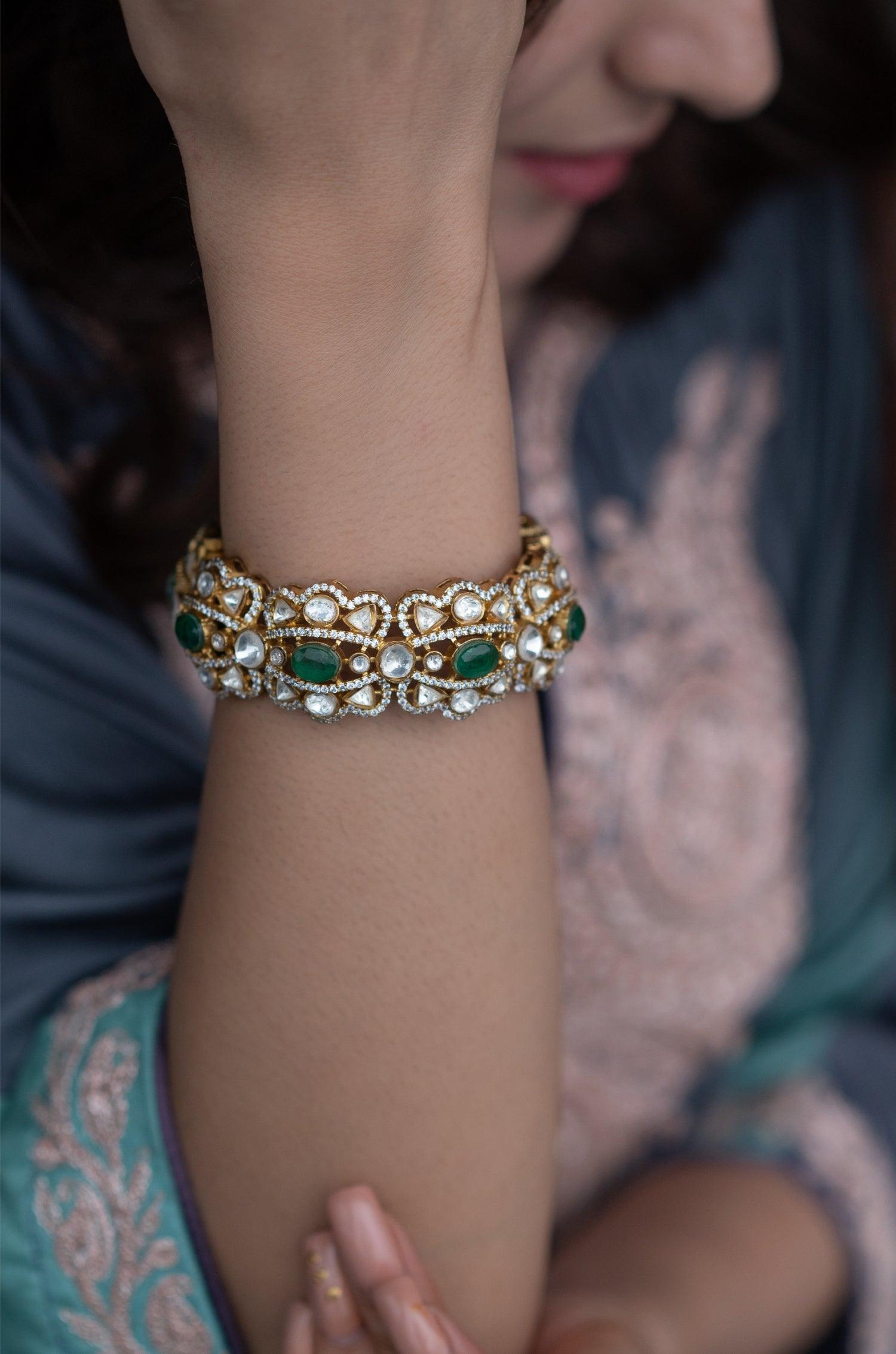 Mint Polki Splendor Bangle - Dyulokha