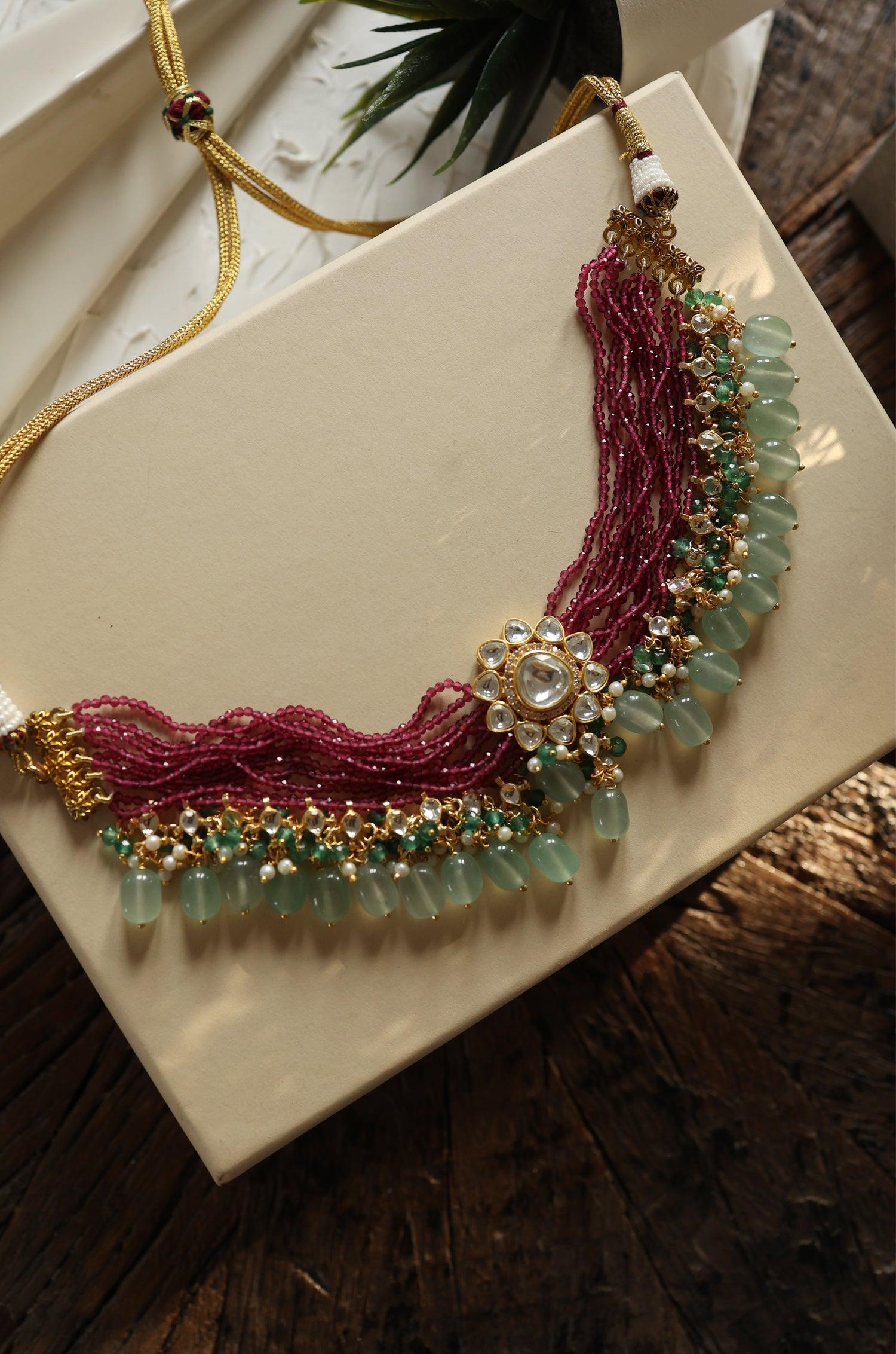 Pretty in Pink Polki Necklace - Dyulokha
