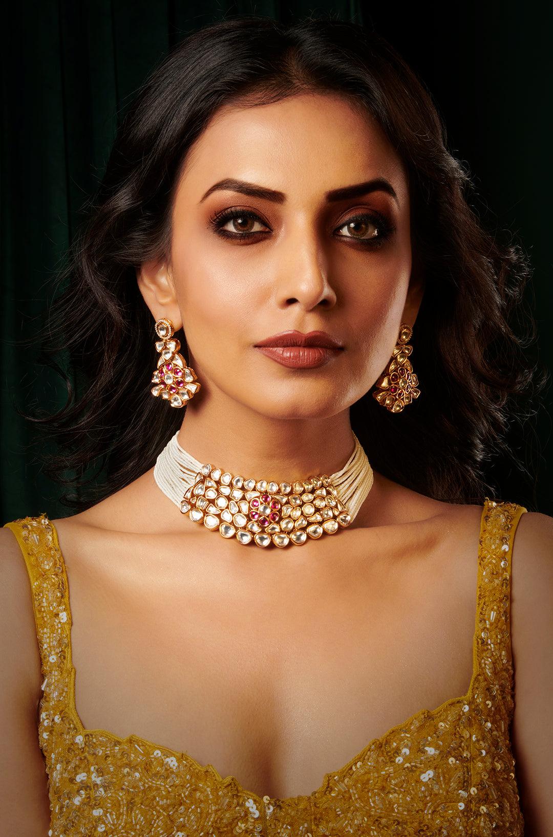 Pearl Blossom Kundan Choker Set - Dyulokha