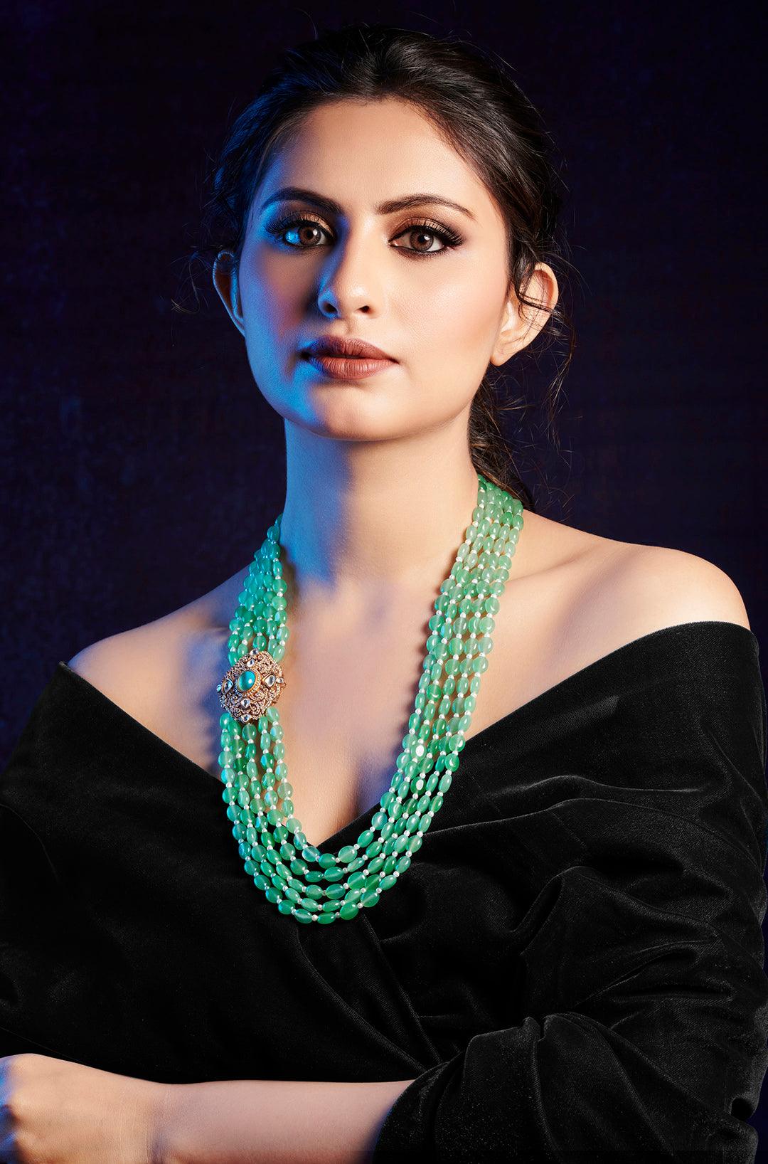 Minty Polki Elegance Necklace - Dyulokha