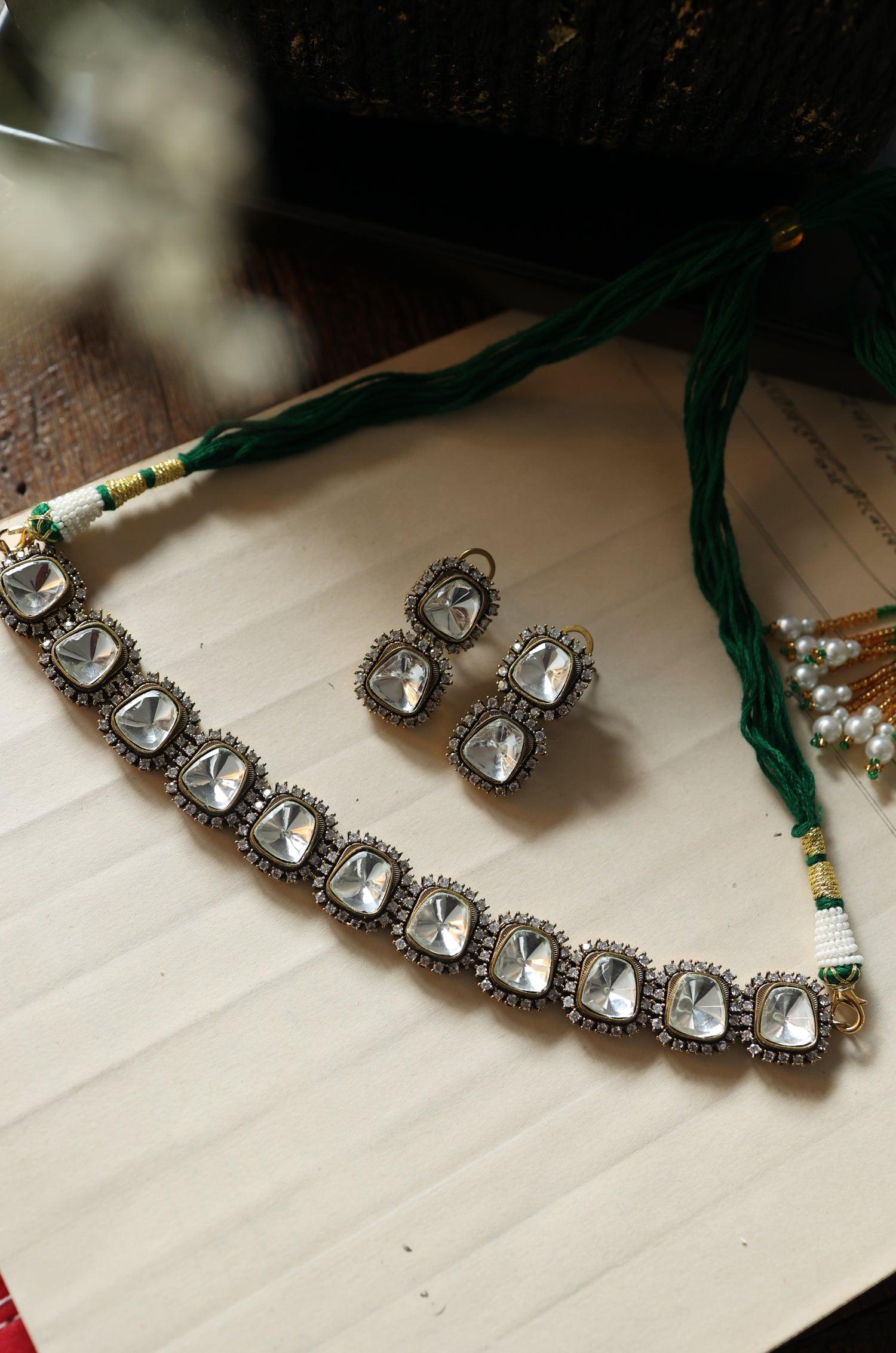 Dazzling Polki Necklace Set - Dyulokha