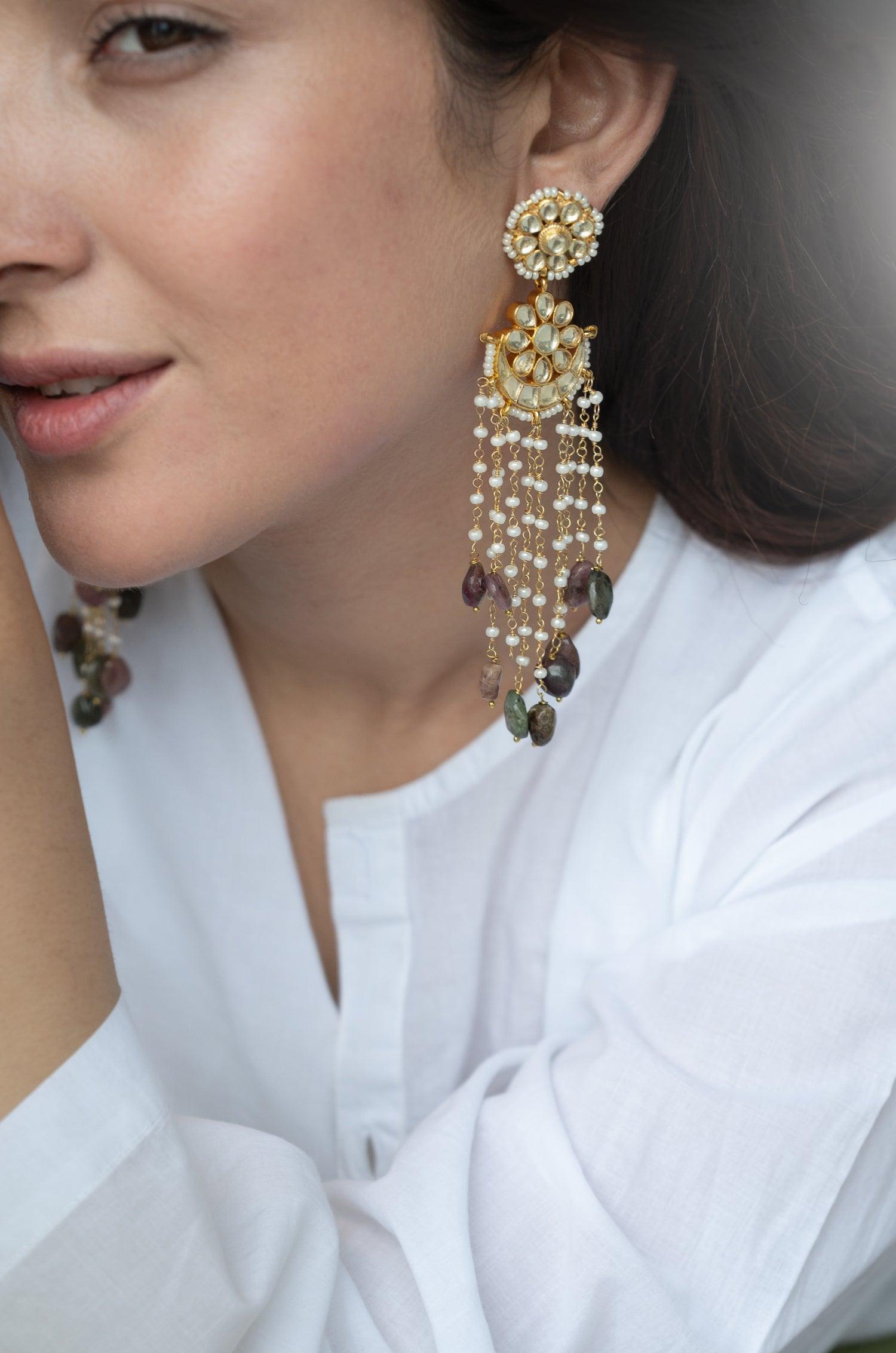 Multicolor Kundan Sparkle Earrings - Dyulokha