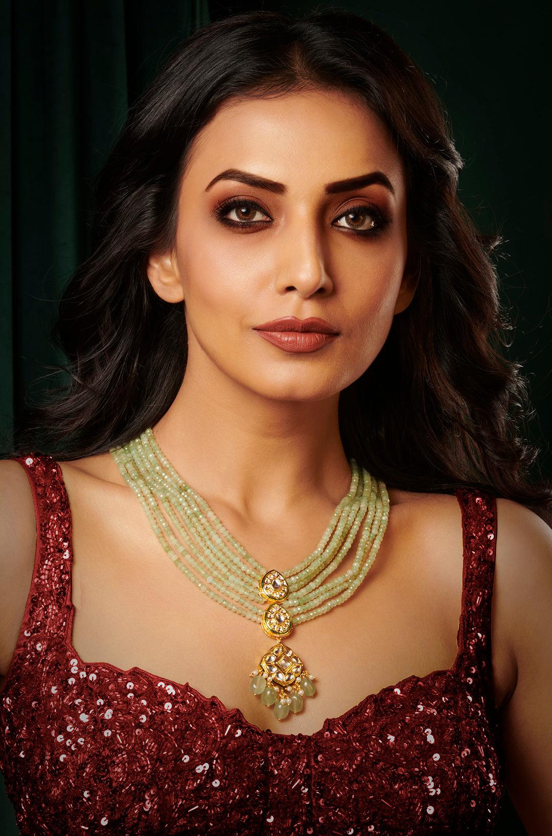 Minty Delight Kundan Necklace - Dyulokha