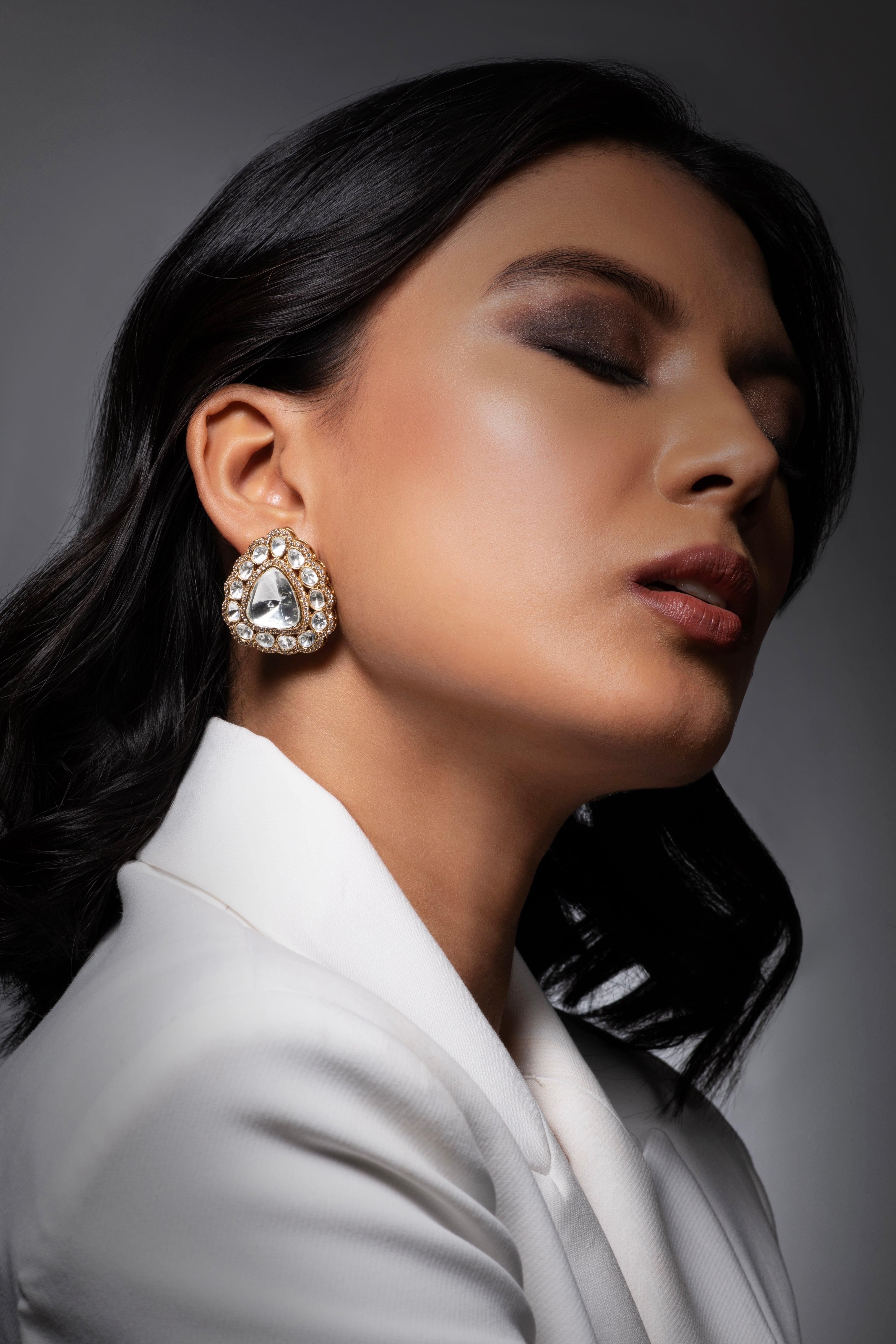 Radiant Polki Stud Earrings - Dyulokha