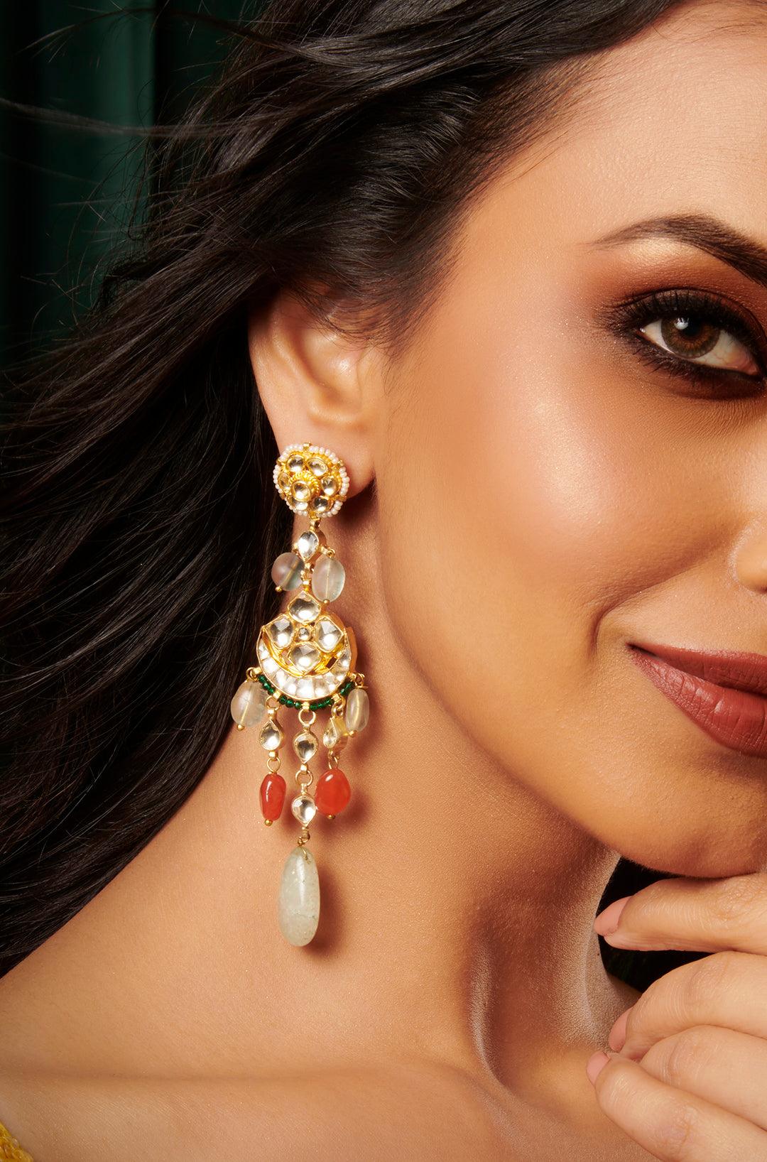 Multicolored Kundan Sparkle Earrings - Dyulokha