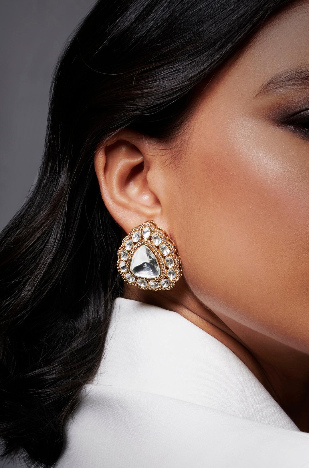 Radiant Polki Stud Earrings - Dyulokha