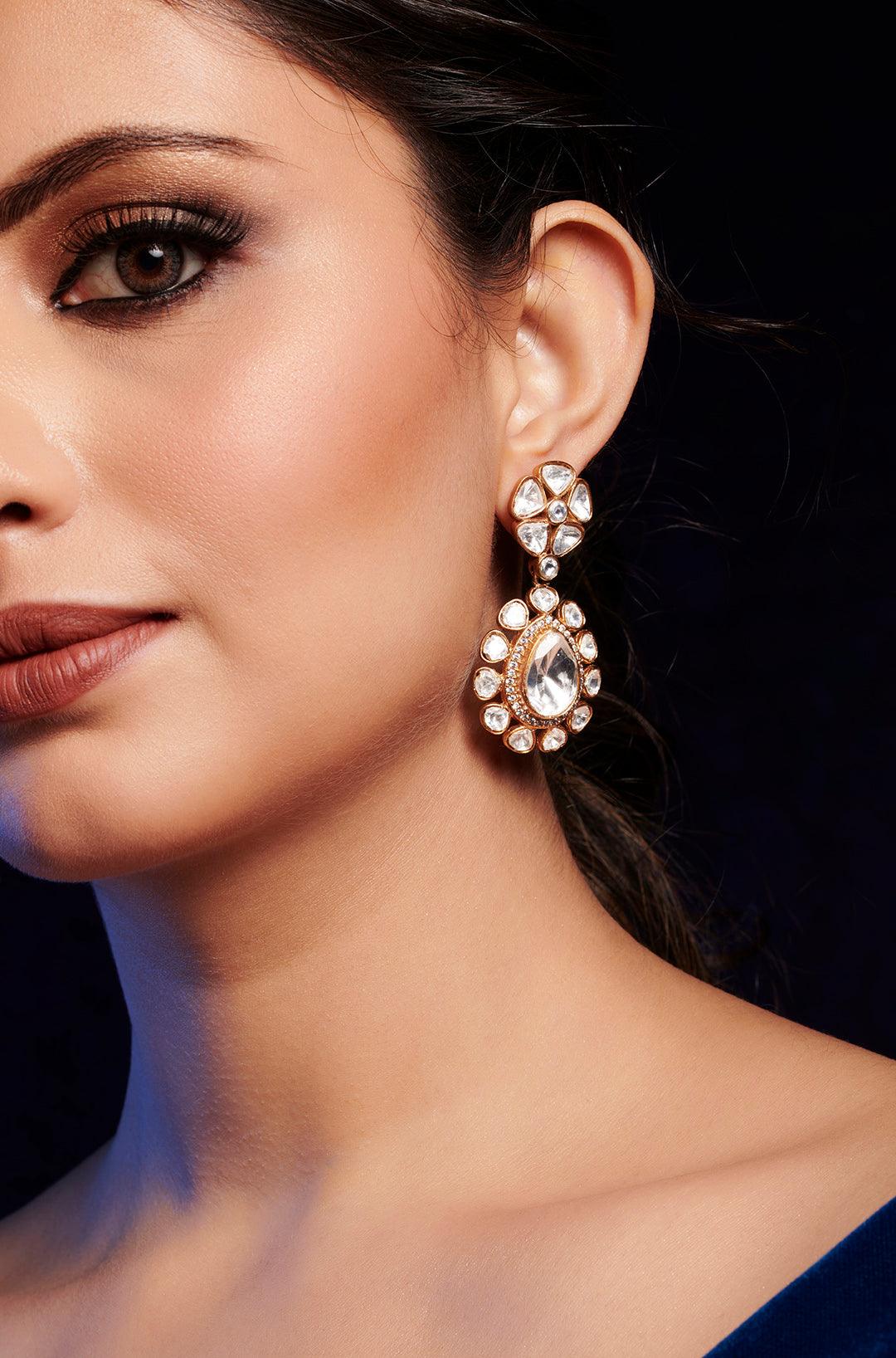 Gilded Glamour Polki Open Danglers - Dyulokha