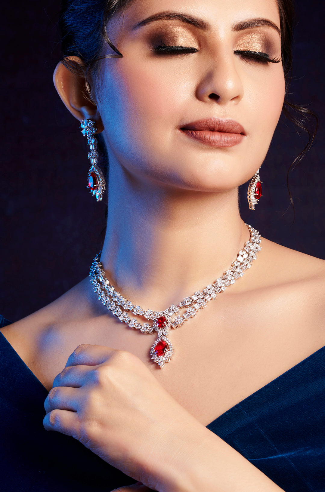 Ruby Radiance Diamond Necklace Set