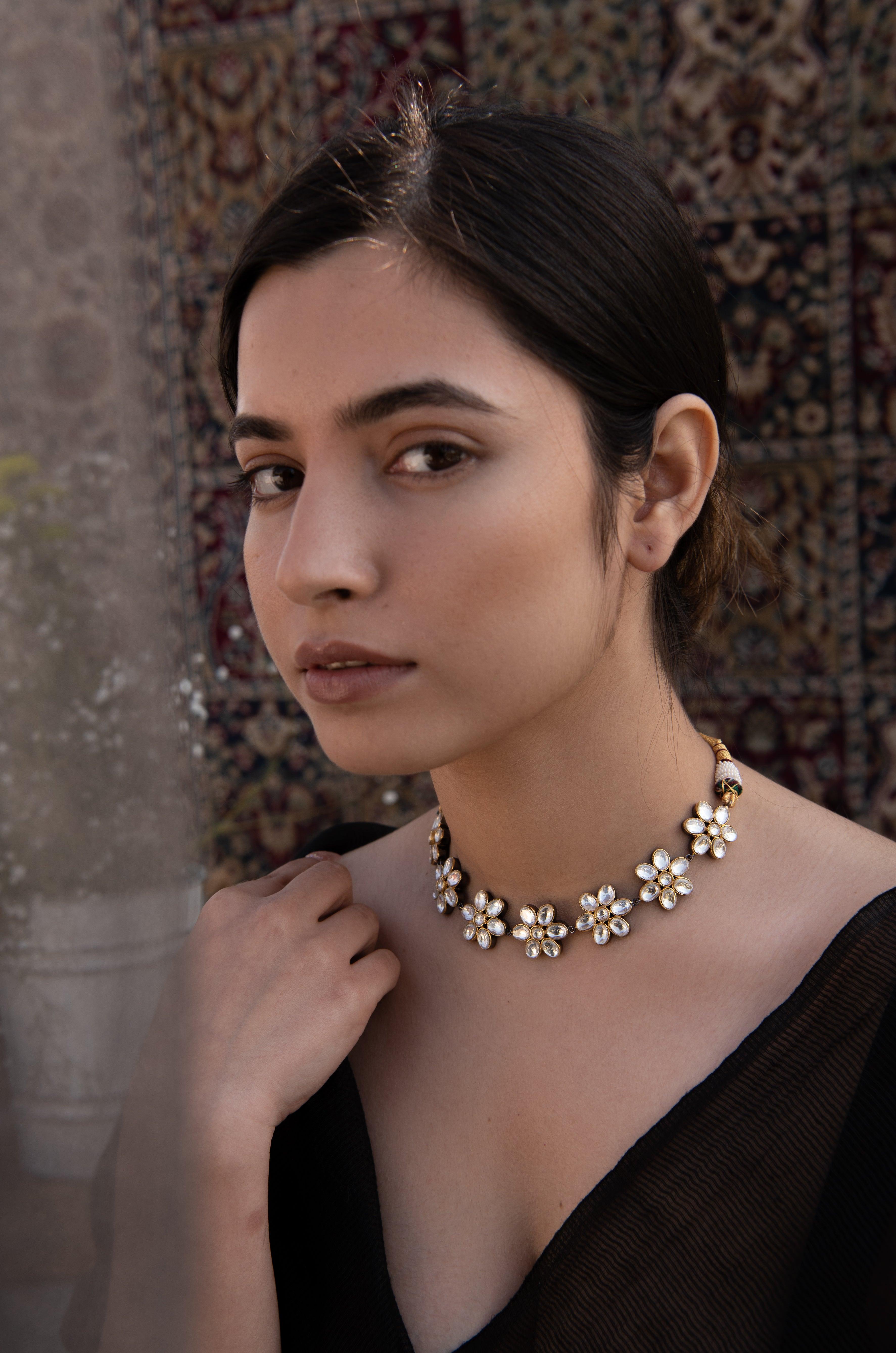 Blooming Polki Choker Necklace - Dyulokha