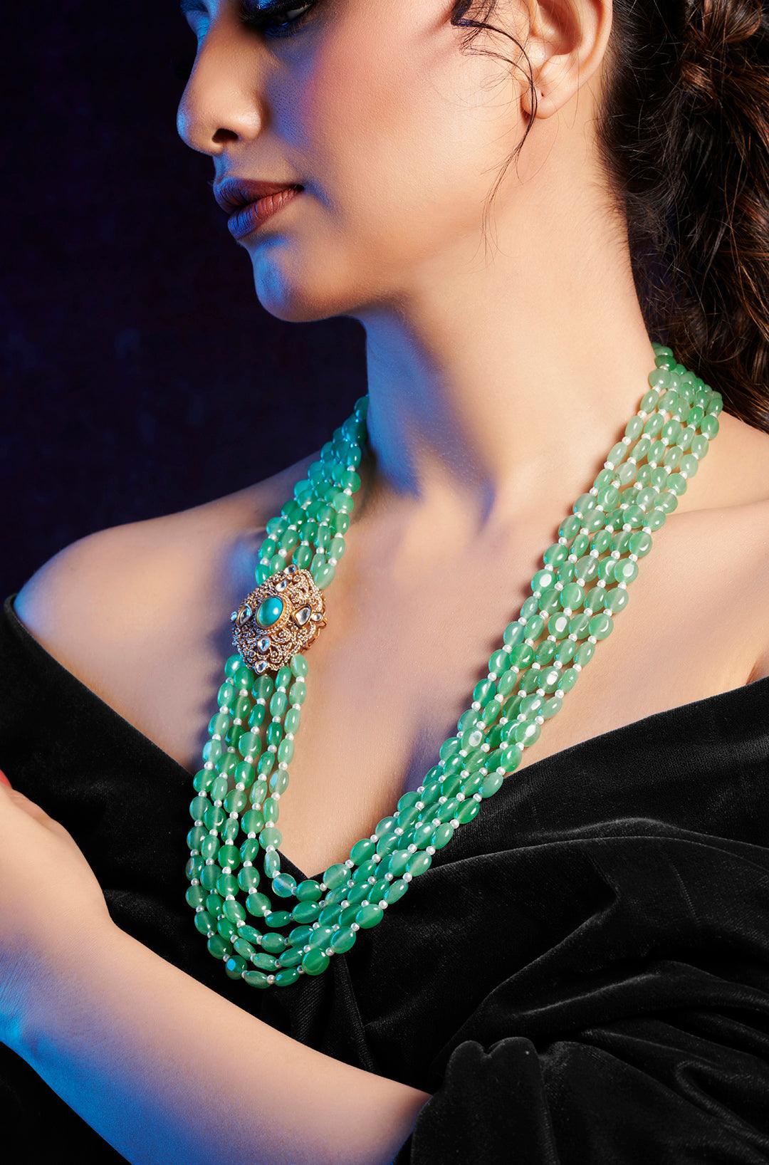 Minty Polki Elegance Necklace - Dyulokha