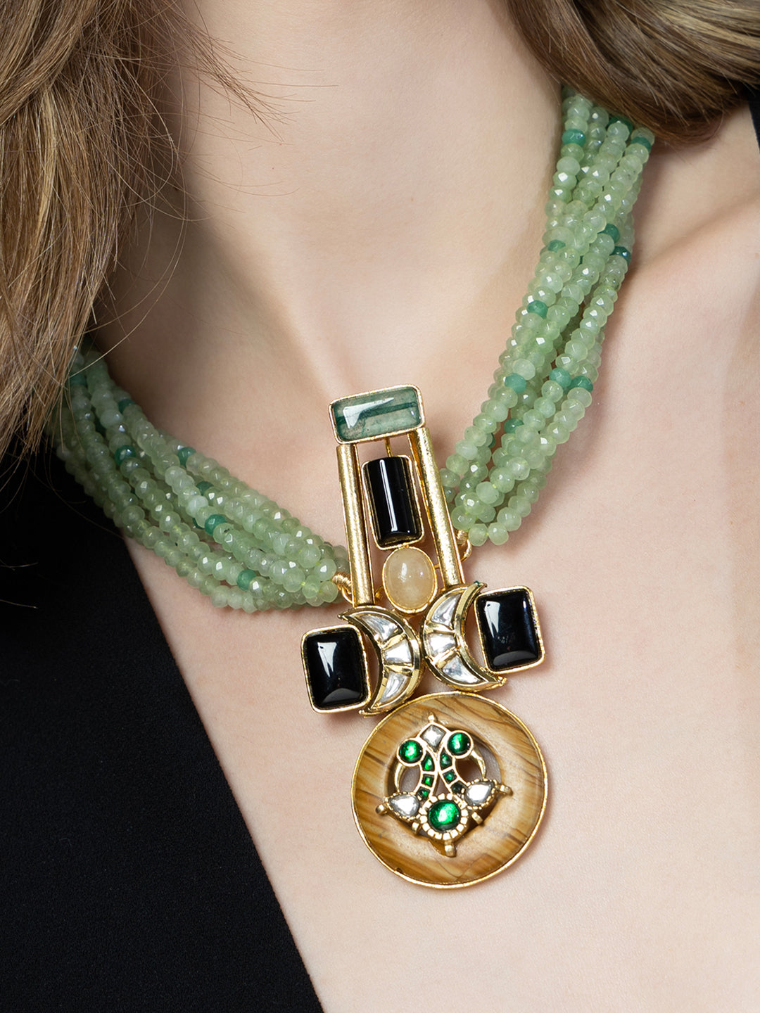 Green & Gold Splendor Pendant Necklace