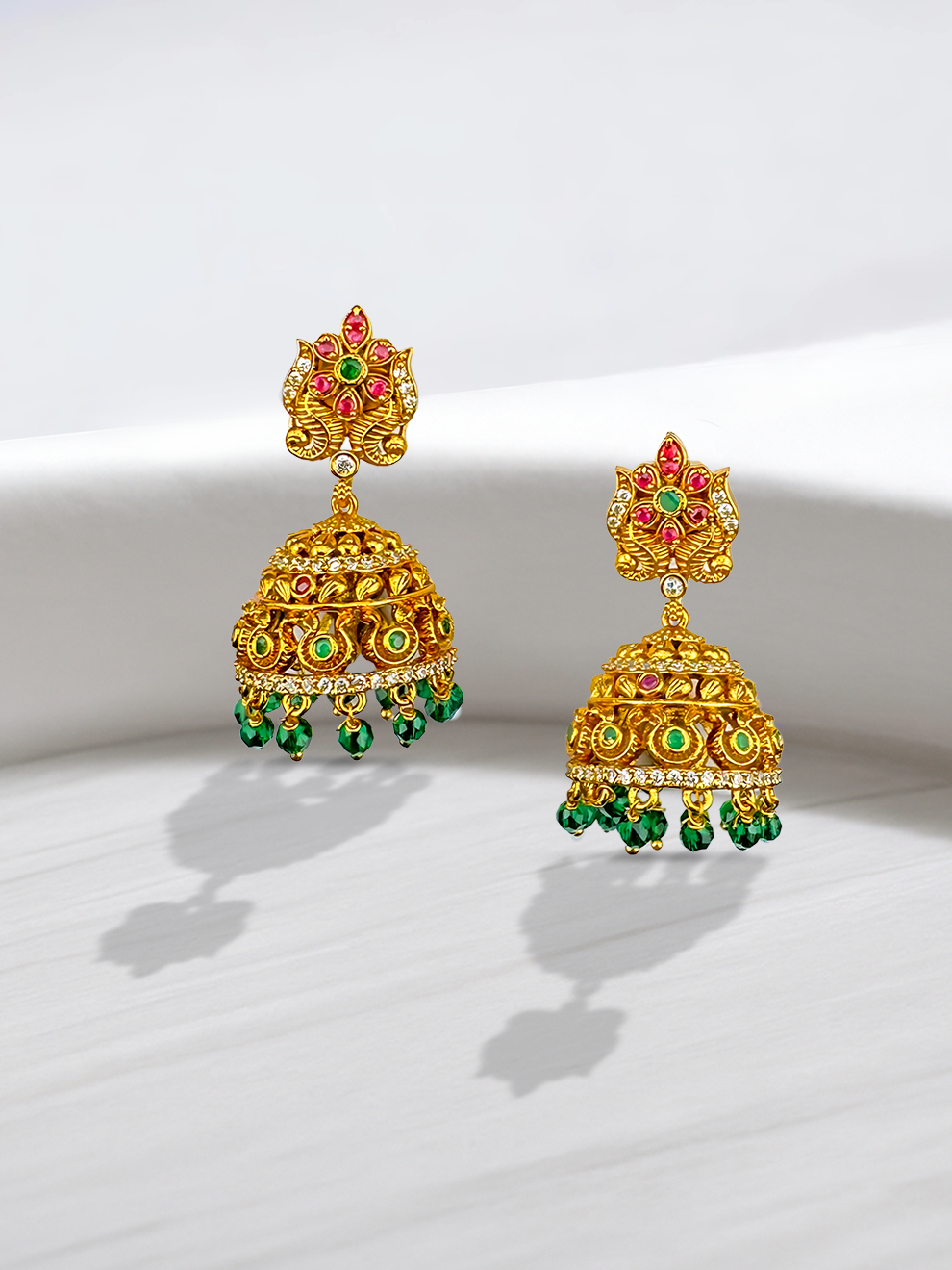 Pink Floral Jhumkas
