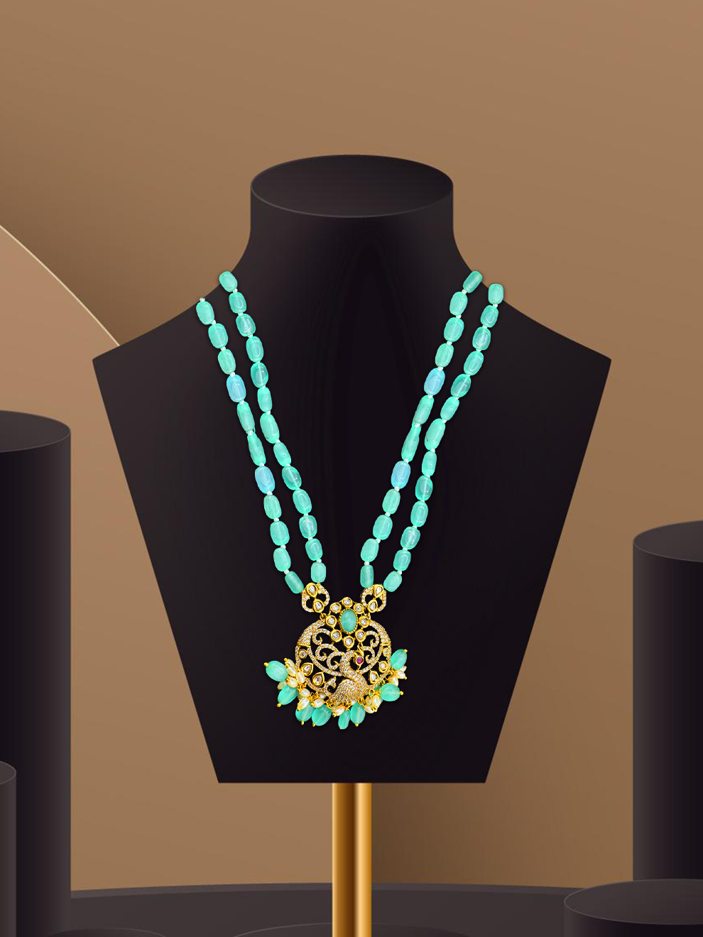 Elegant Teal Bead Necklace Set