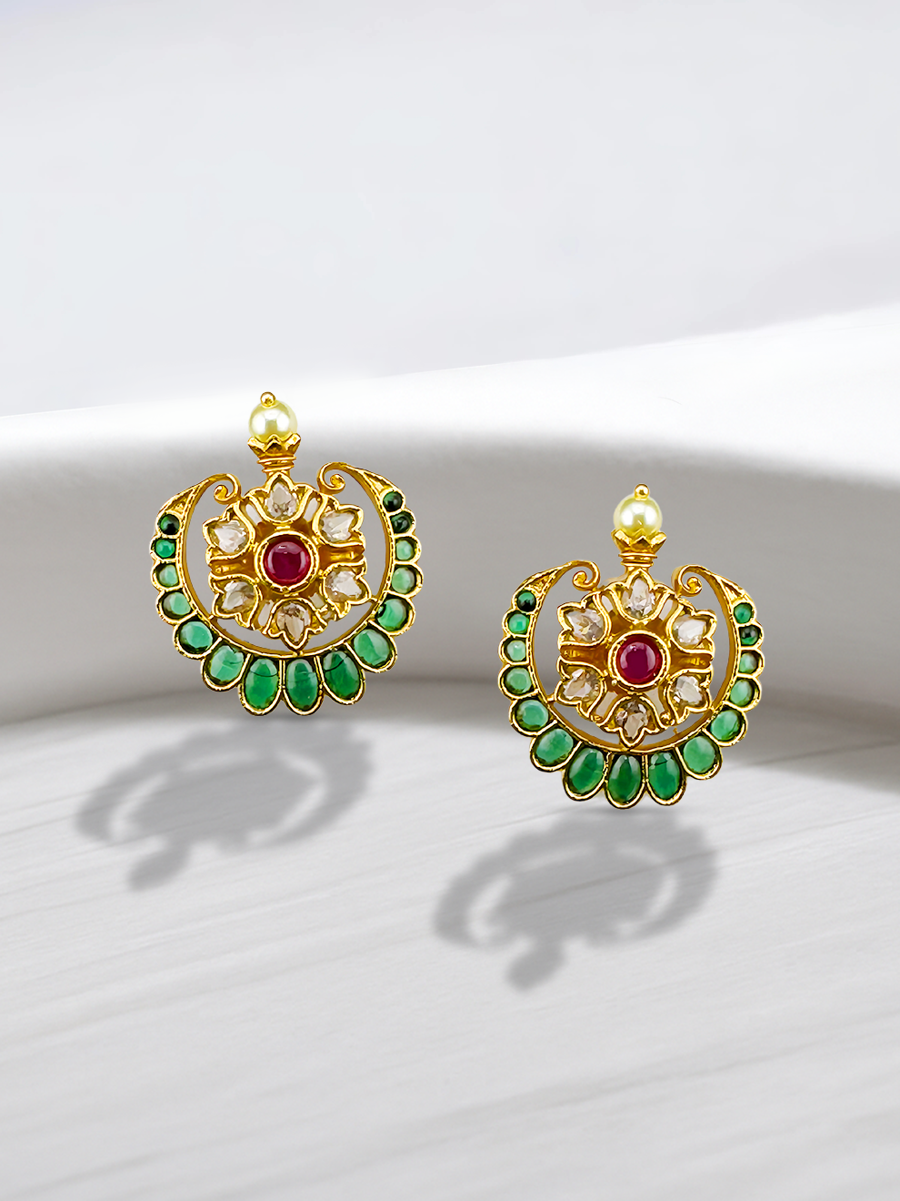 Moon-Shaped Green Studs