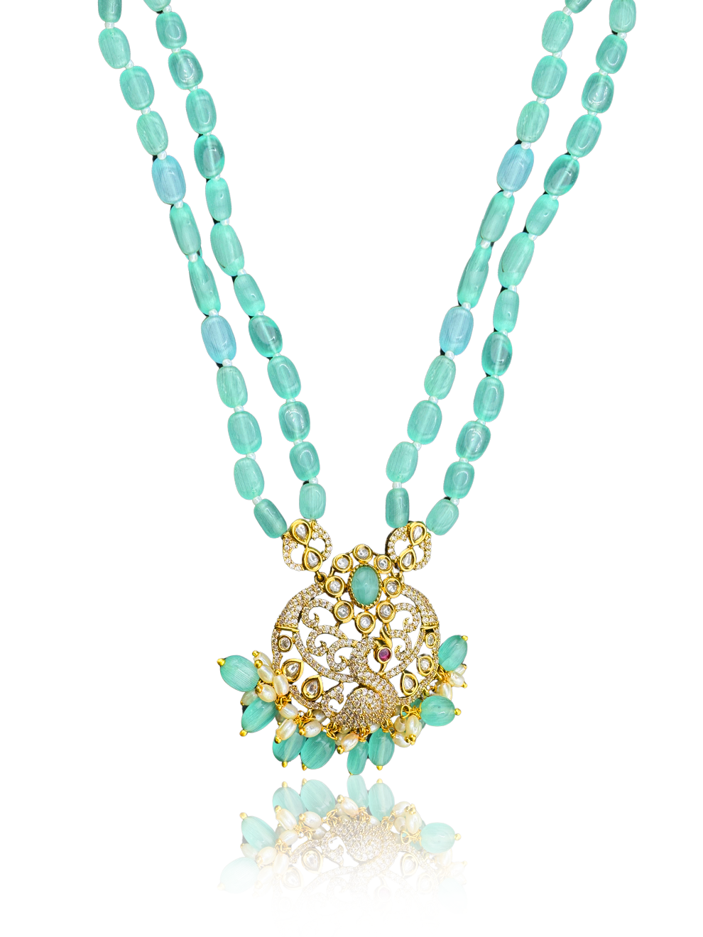 Elegant Teal Bead Necklace Set