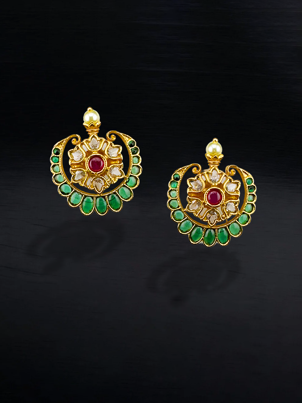 Moon-Shaped Green Studs