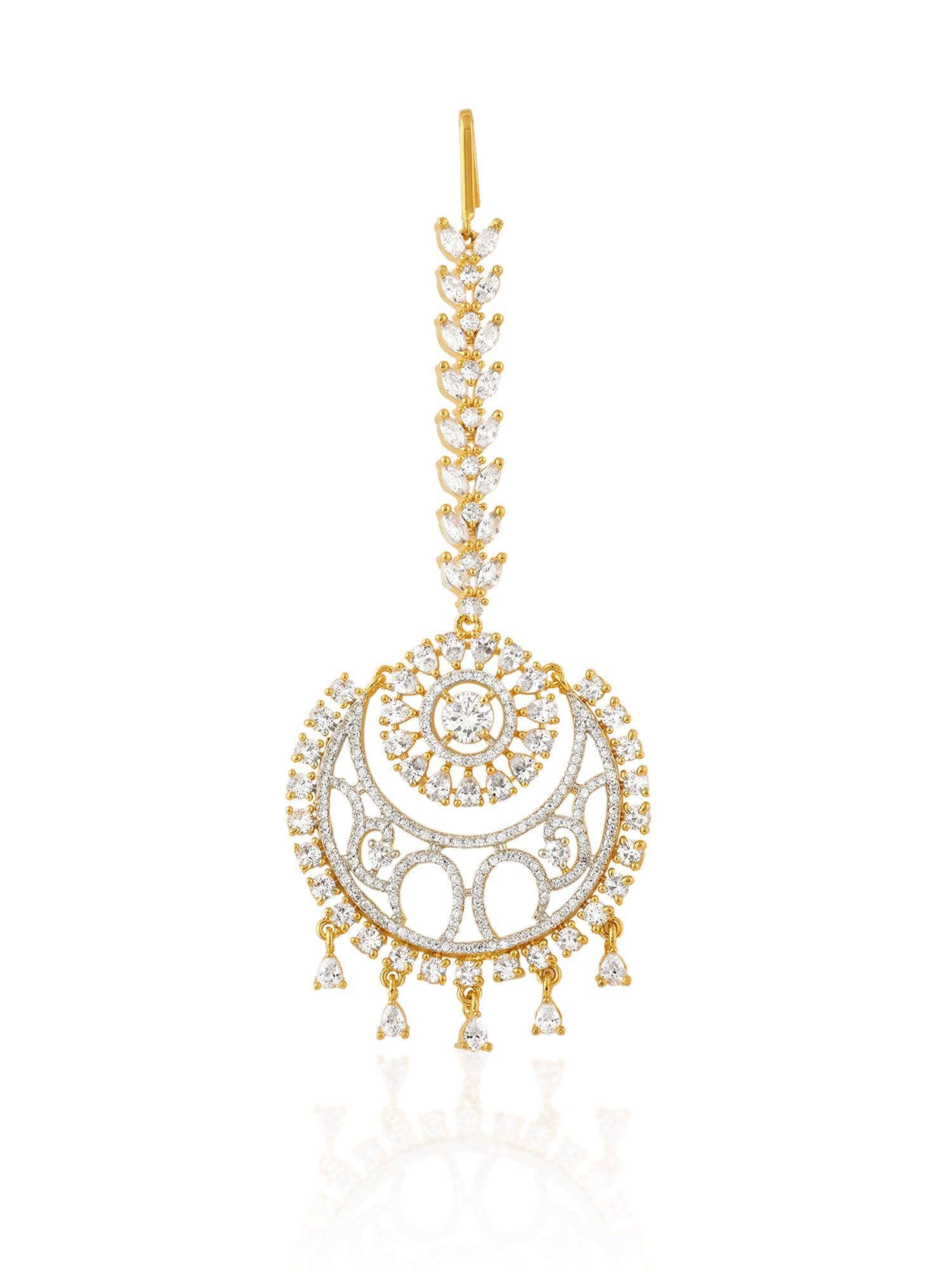 Perpetual Shine Gold CZ Maang Tikka - Dyulokha