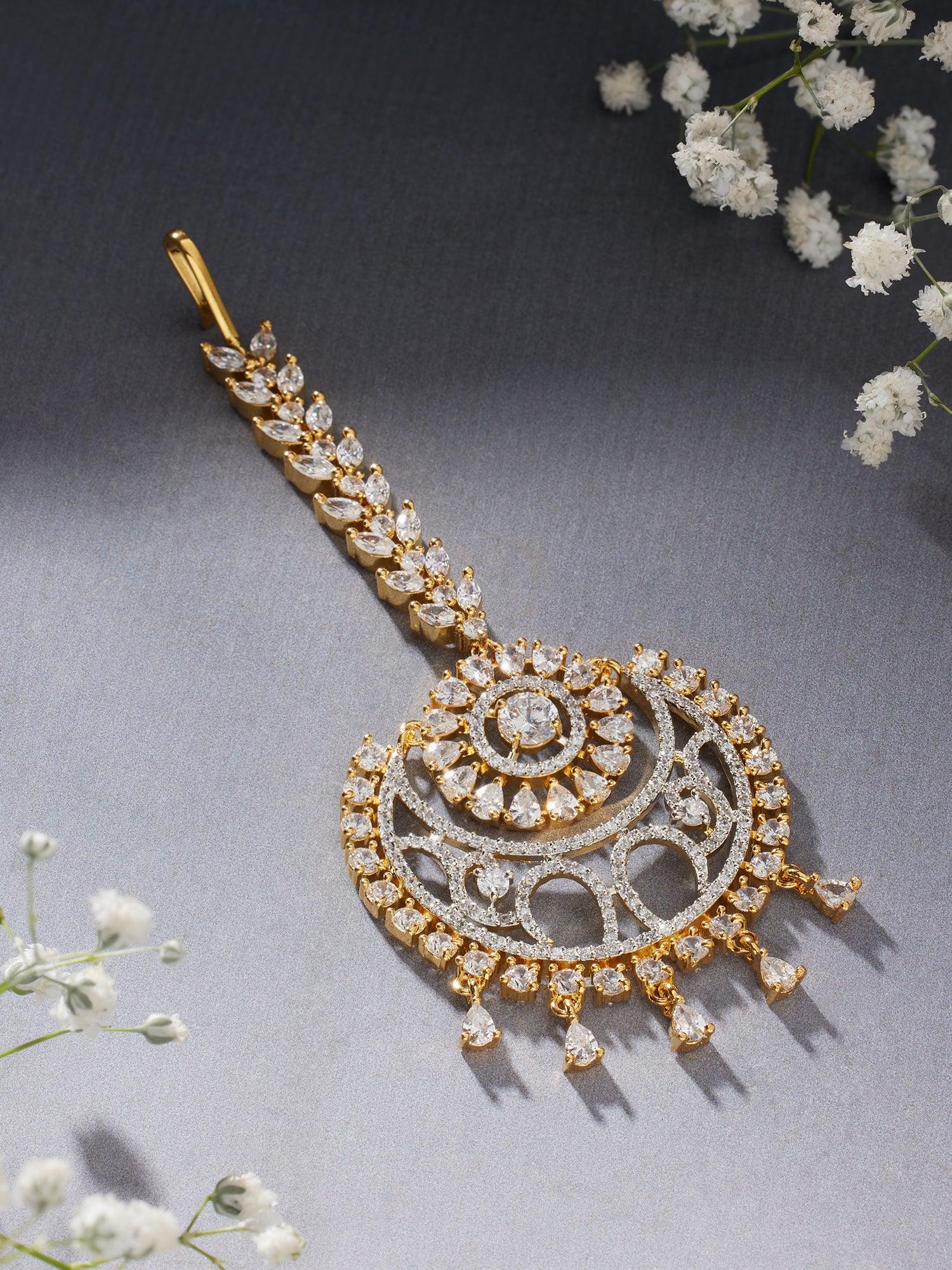 Perpetual Shine Gold CZ Maang Tikka - Dyulokha