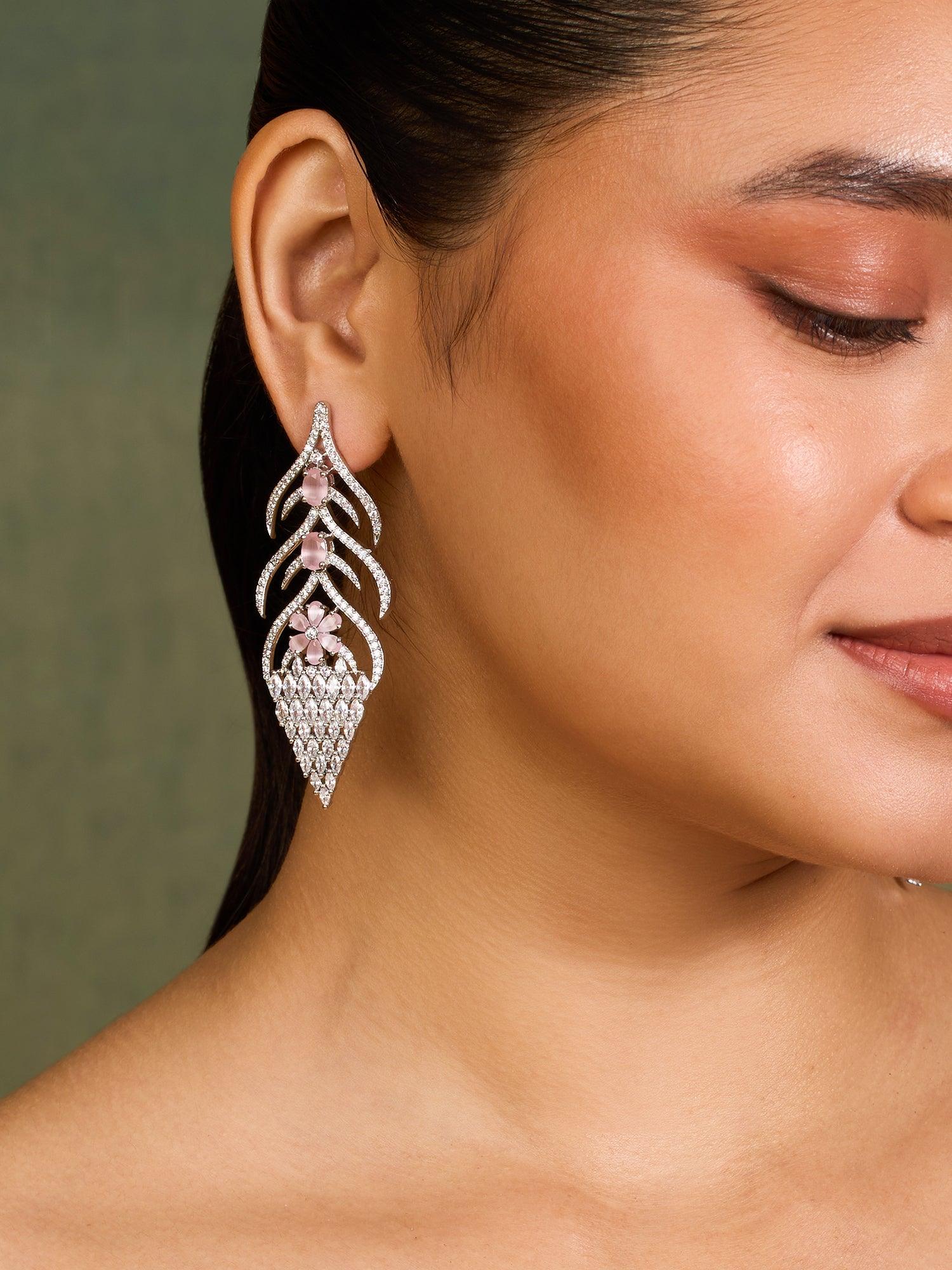 Rosy Steps Quartz Pink Dangler Earrings - Dyulokha