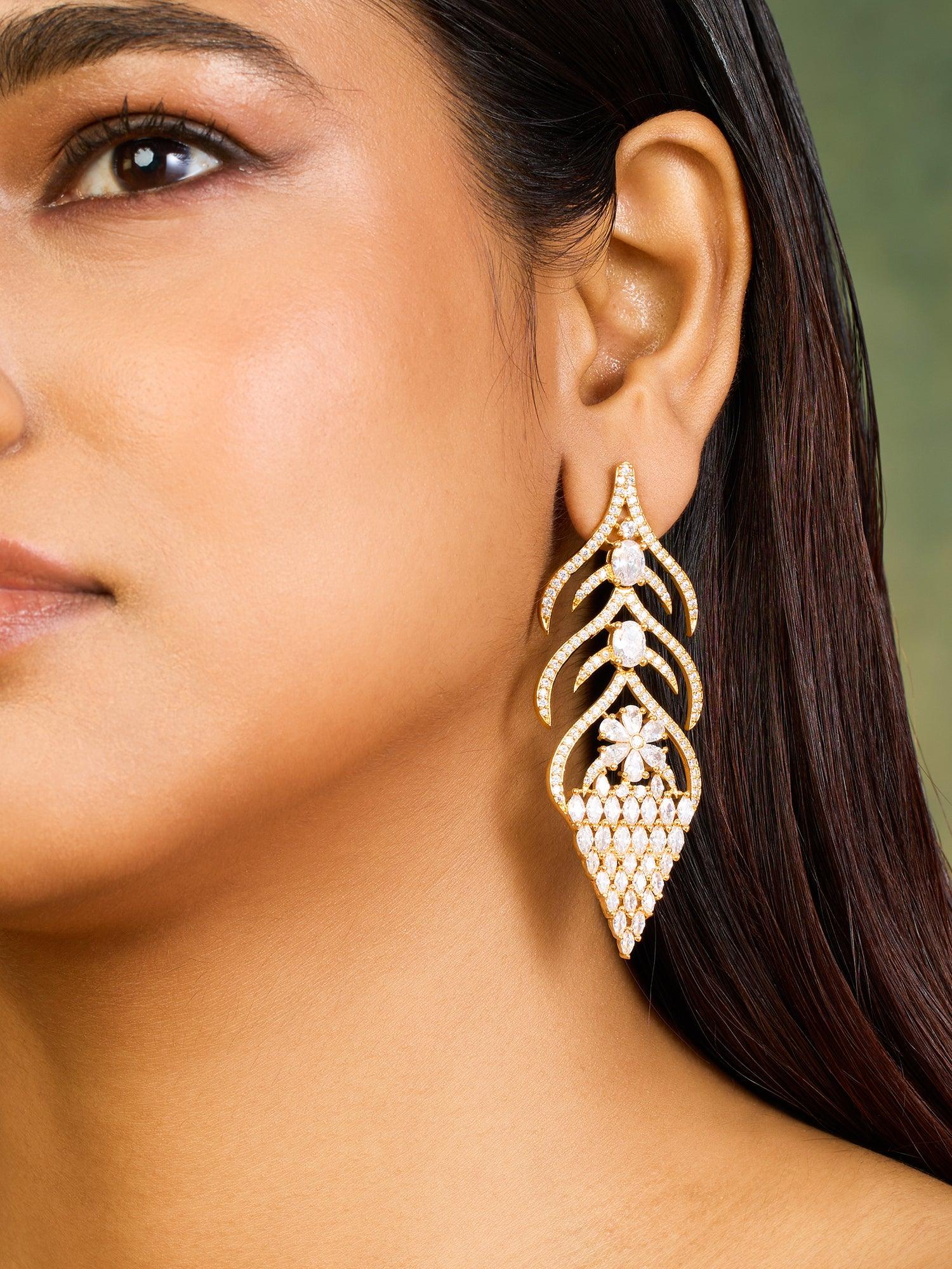 Golden Gleam CZ Dangler Earrings - Dyulokha