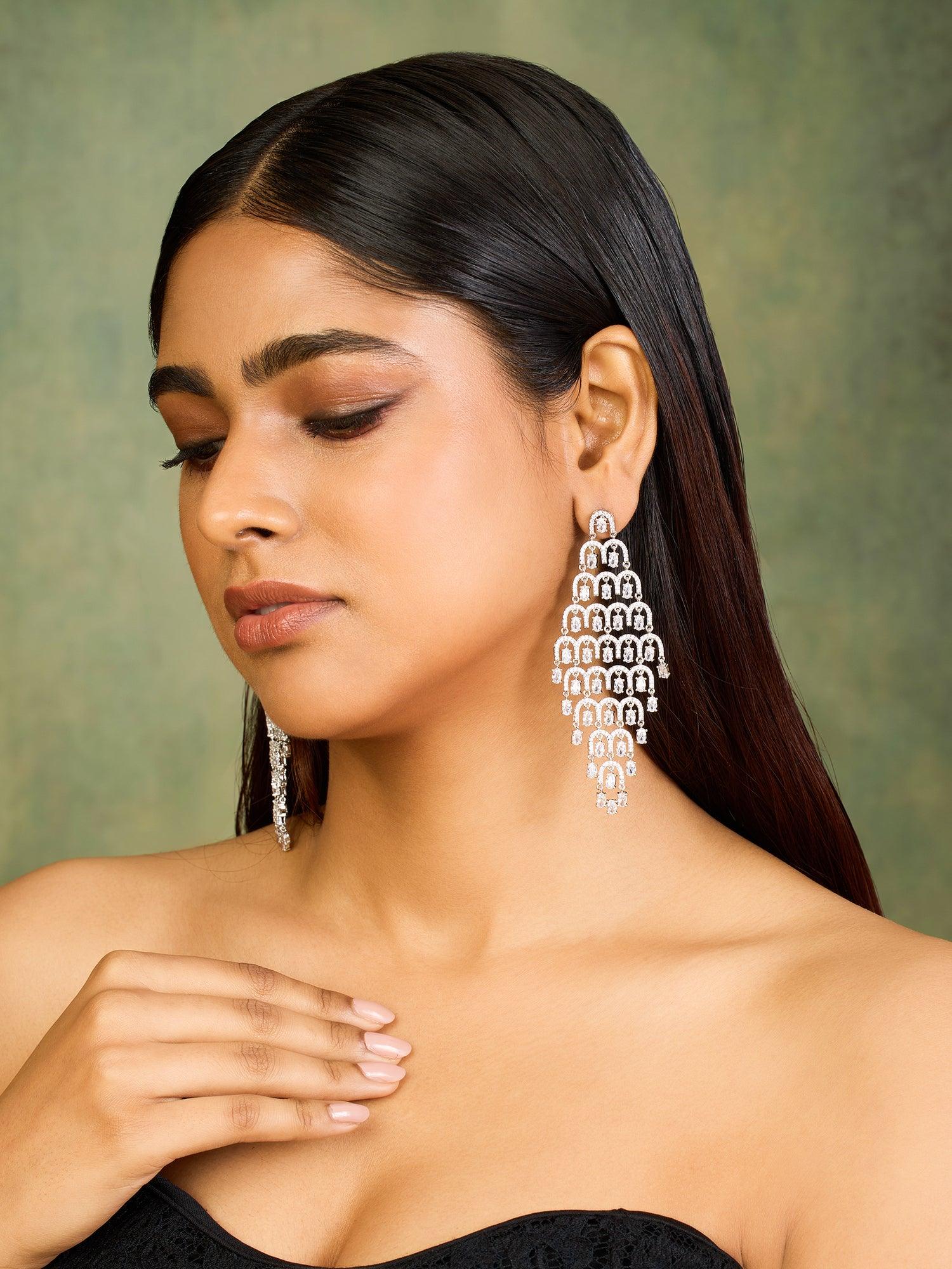 Scintillate Elegance Diamond Danglers - Dyulokha