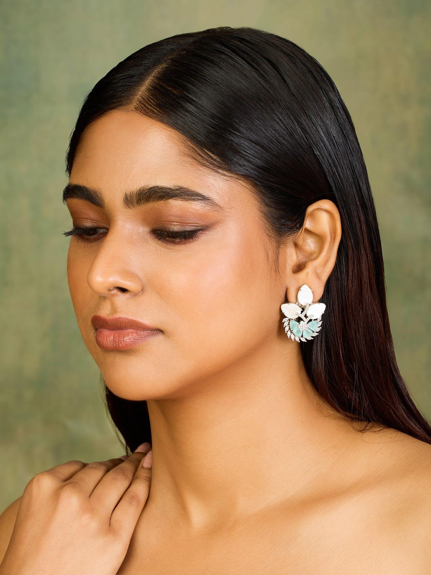 Verdant Bliss Mint Studs Earrings - Dyulokha