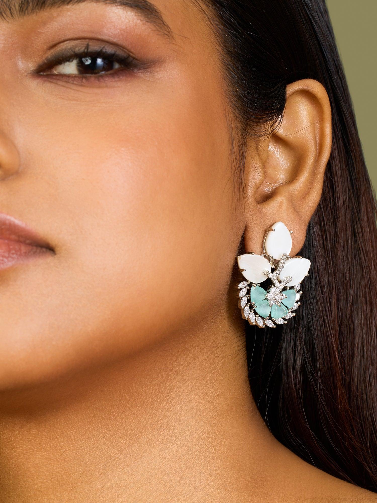 Verdant Bliss Mint Studs Earrings - Dyulokha