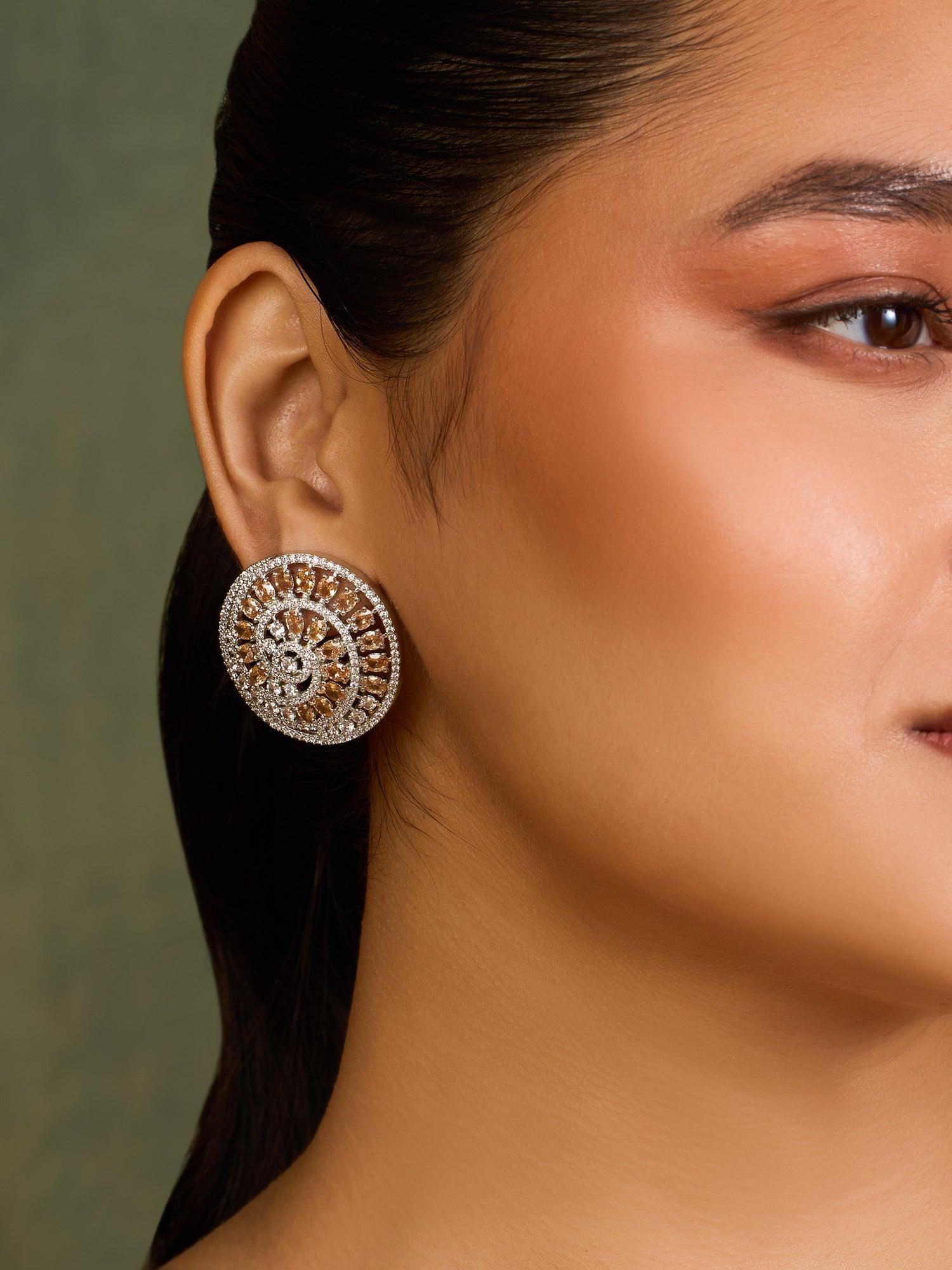 Glisten Curves Swirly CZ Stud Earrings - Dyulokha