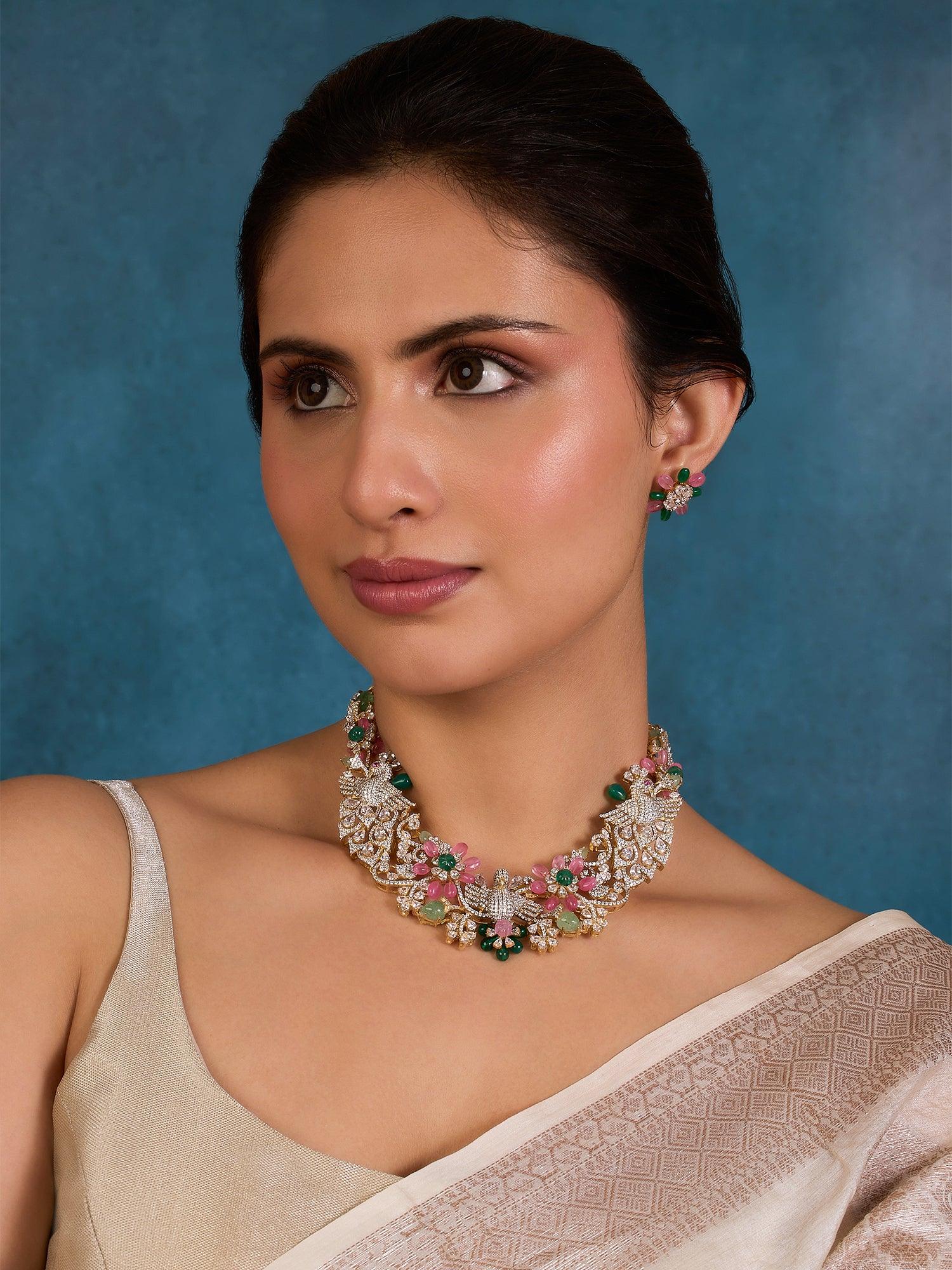 Luxurious Vibrance Coral Necklace Set - Dyulokha