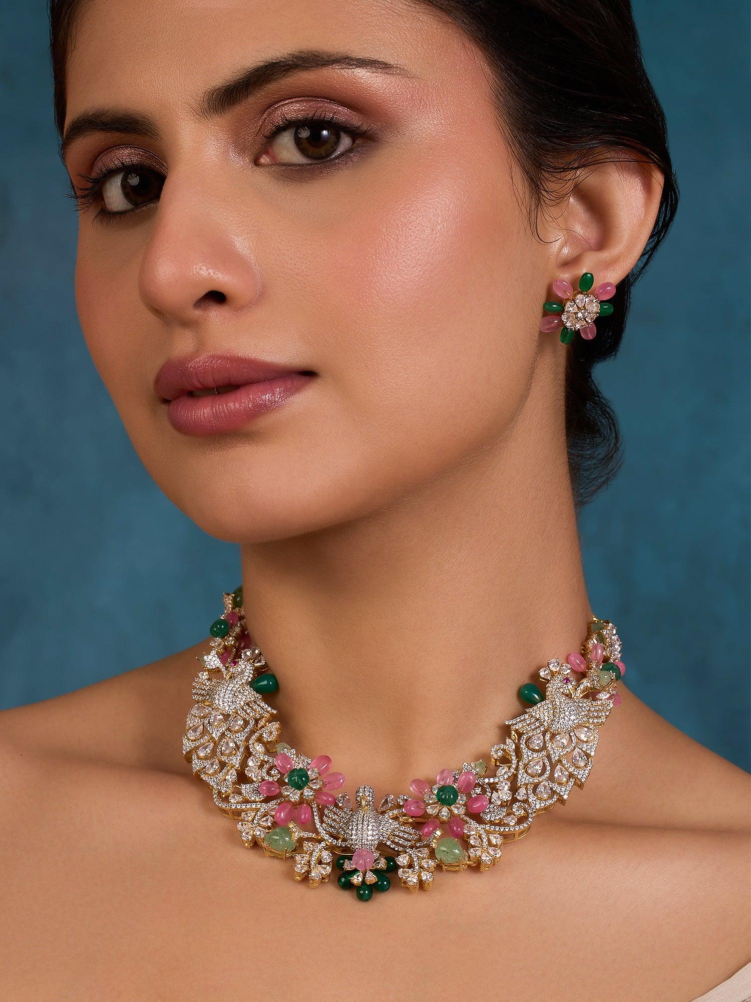 Luxurious Vibrance Coral Necklace Set - Dyulokha
