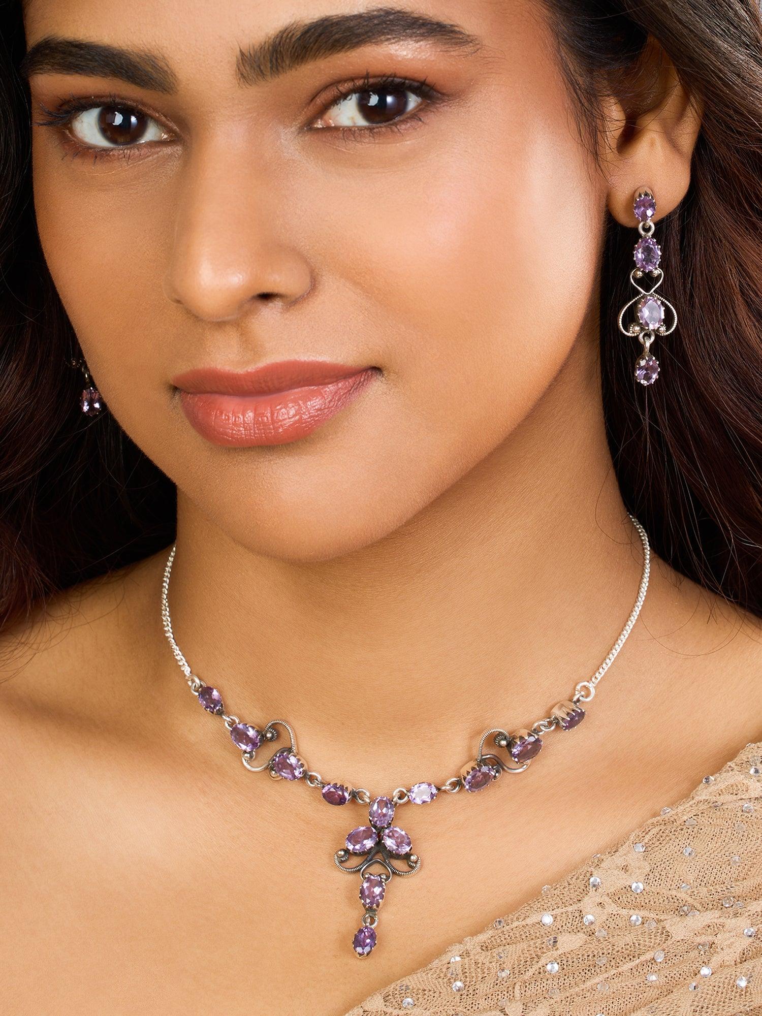 Violet Enchantment Amethyst Danglers - Dyulokha