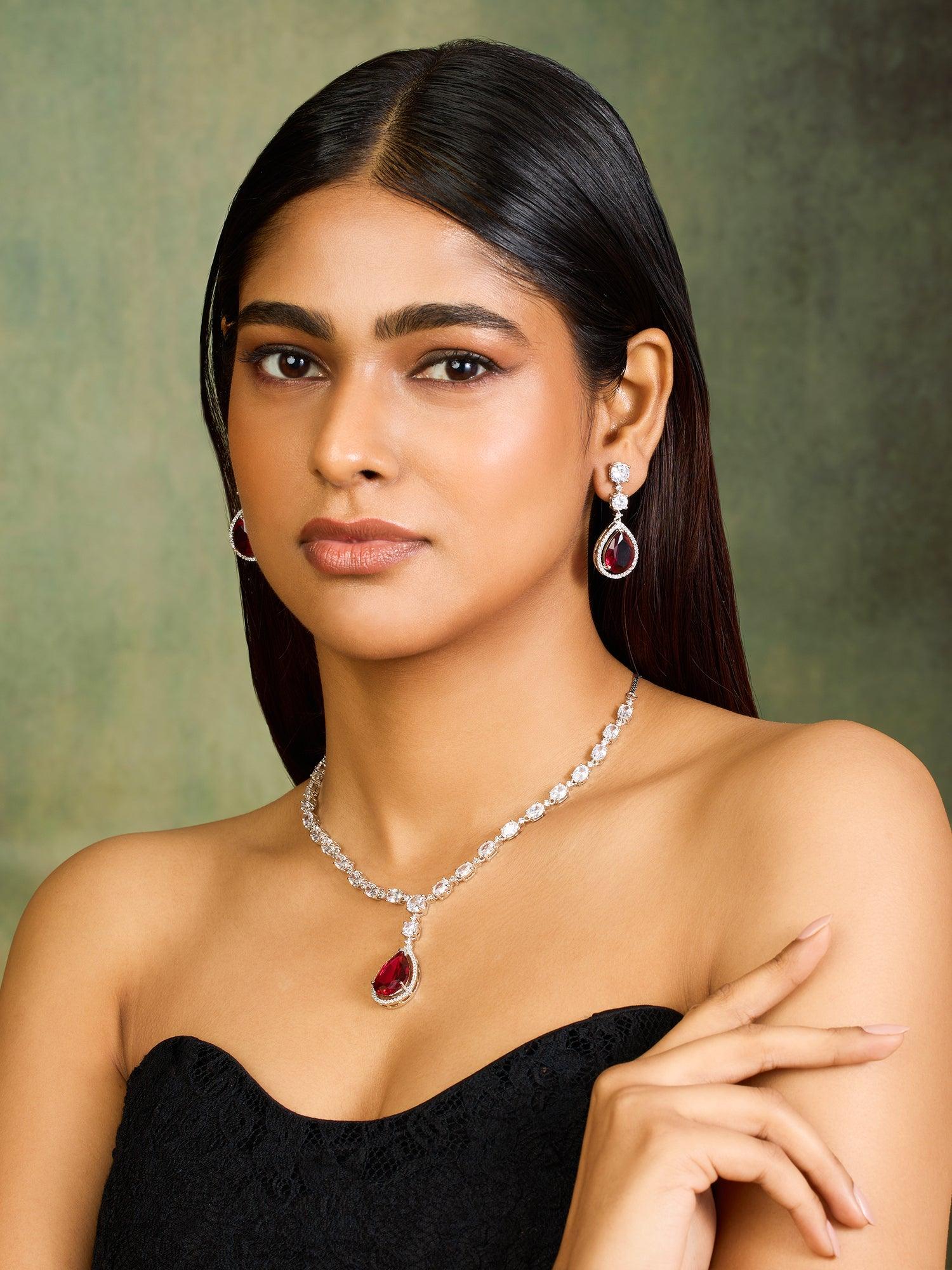 Crimson Elegance Ruby CZ Set - Dyulokha