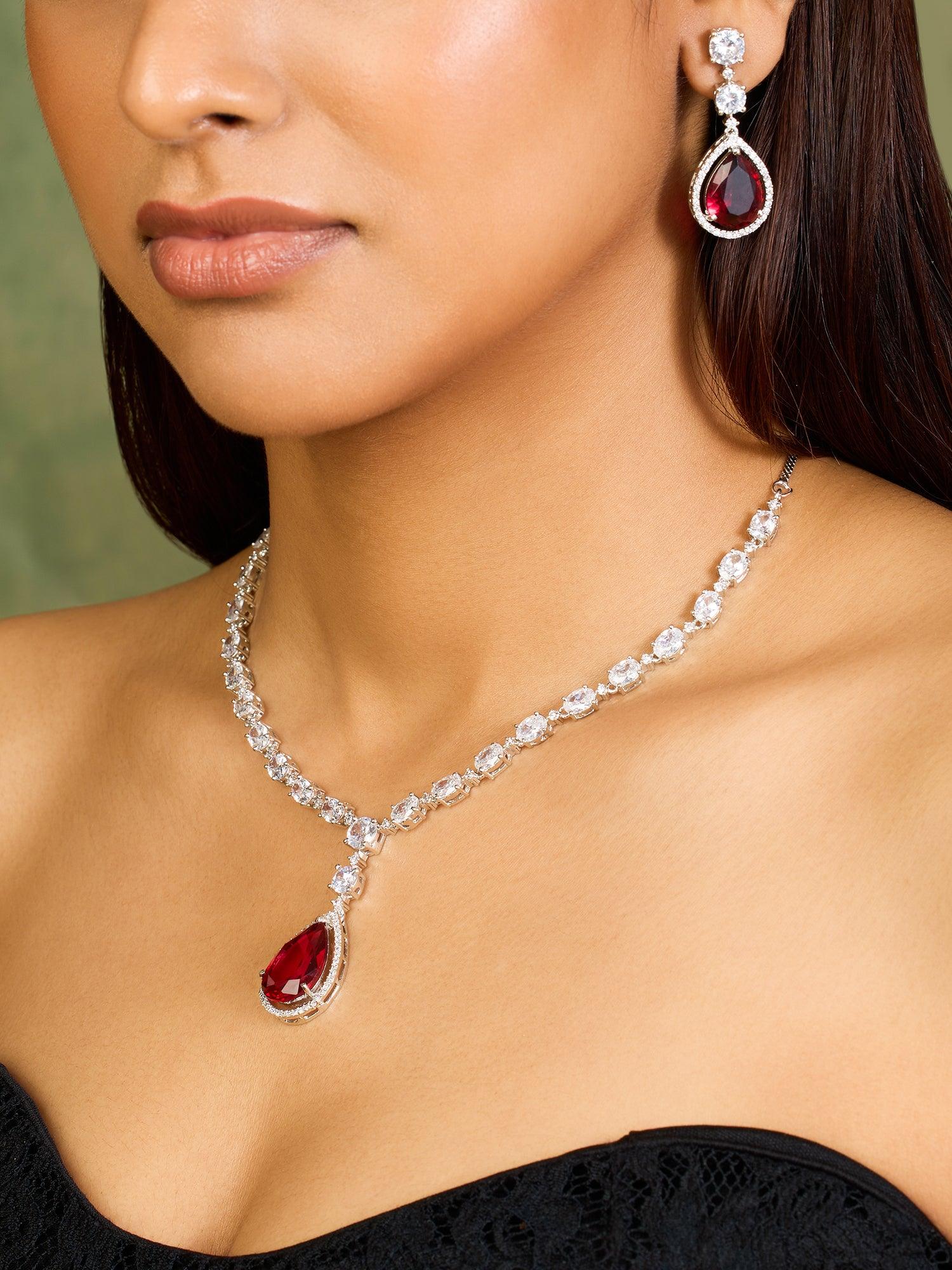 Crimson Elegance Ruby CZ Set - Dyulokha