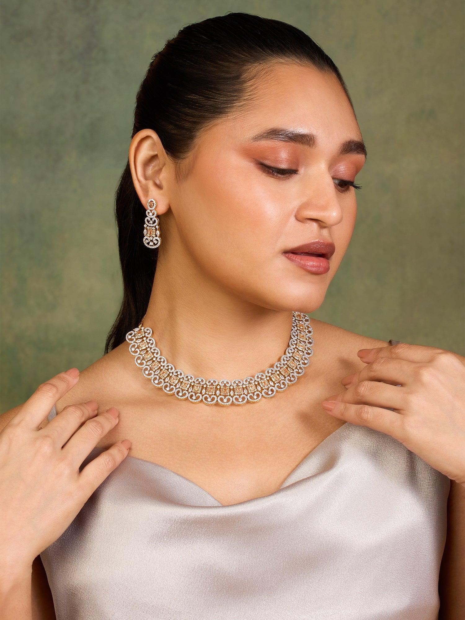 Golden Halo Topaz Necklace Set - Dyulokha