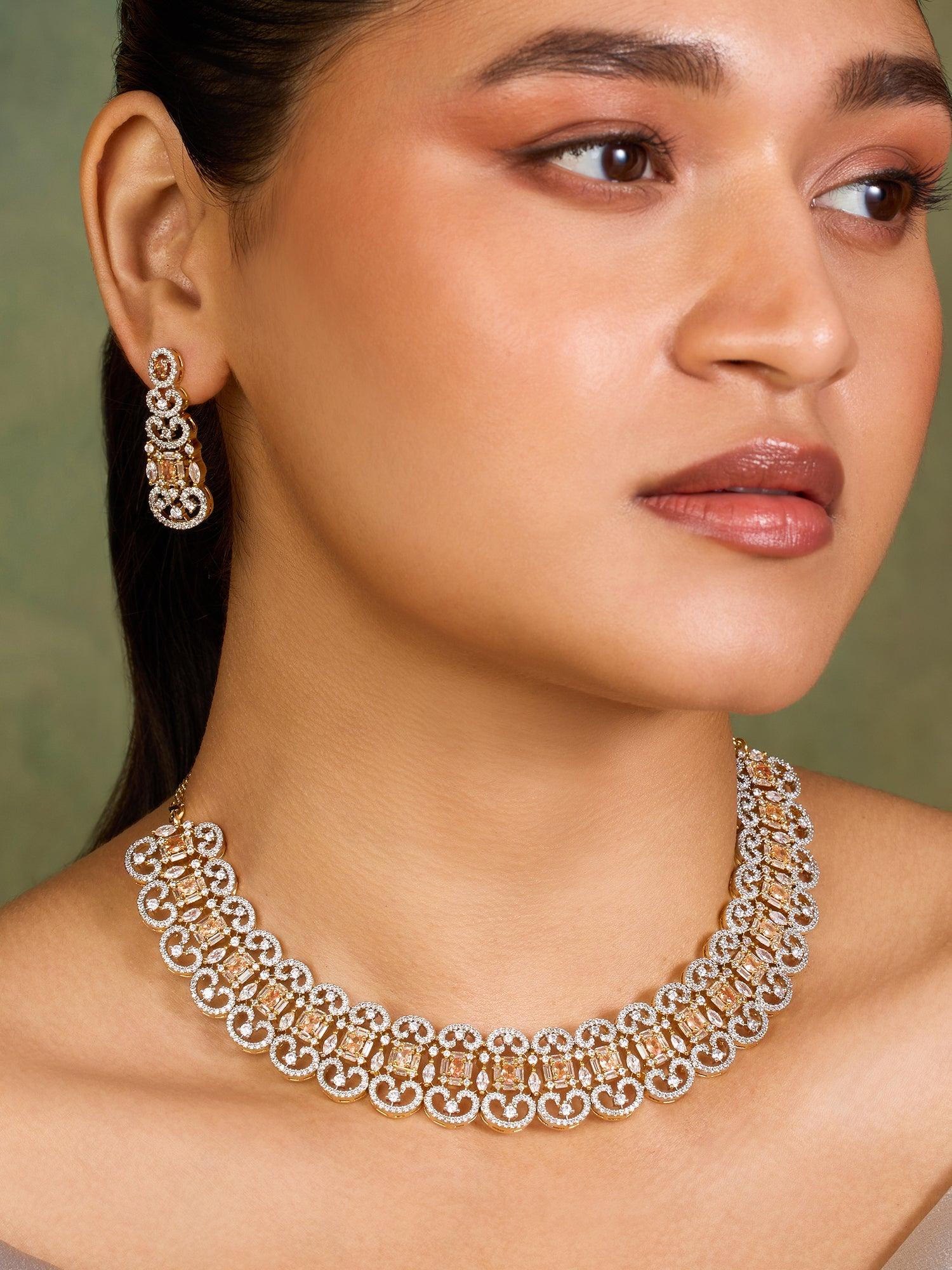 Golden Halo Topaz Necklace Set - Dyulokha