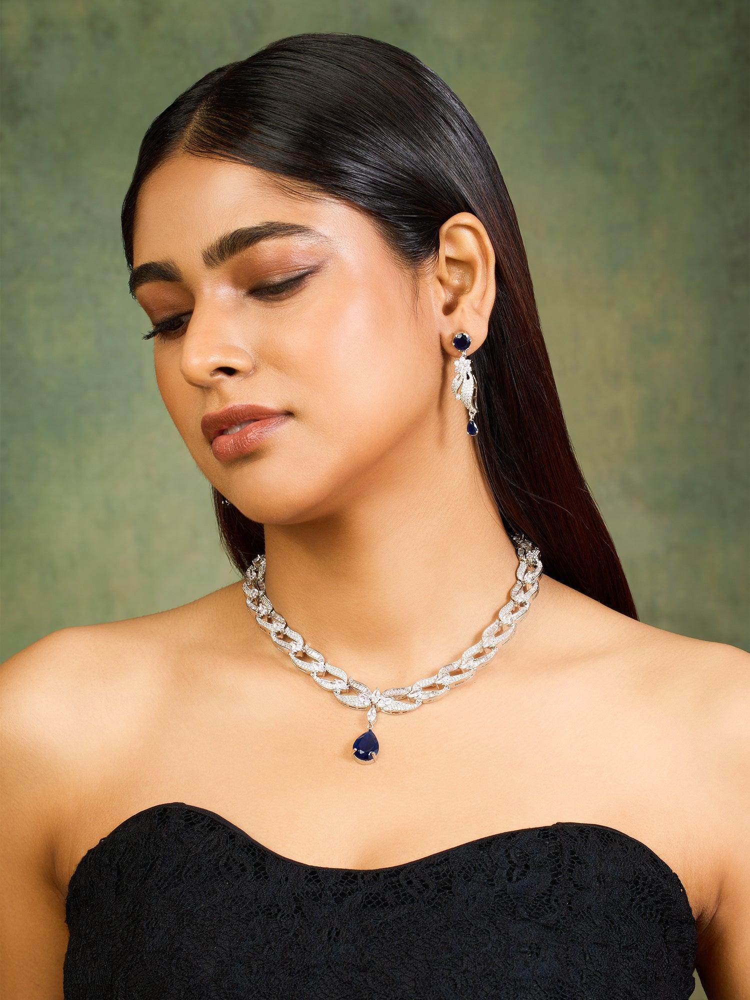 Regal Royal Blue Sapphire Nacklace Set - Dyulokha