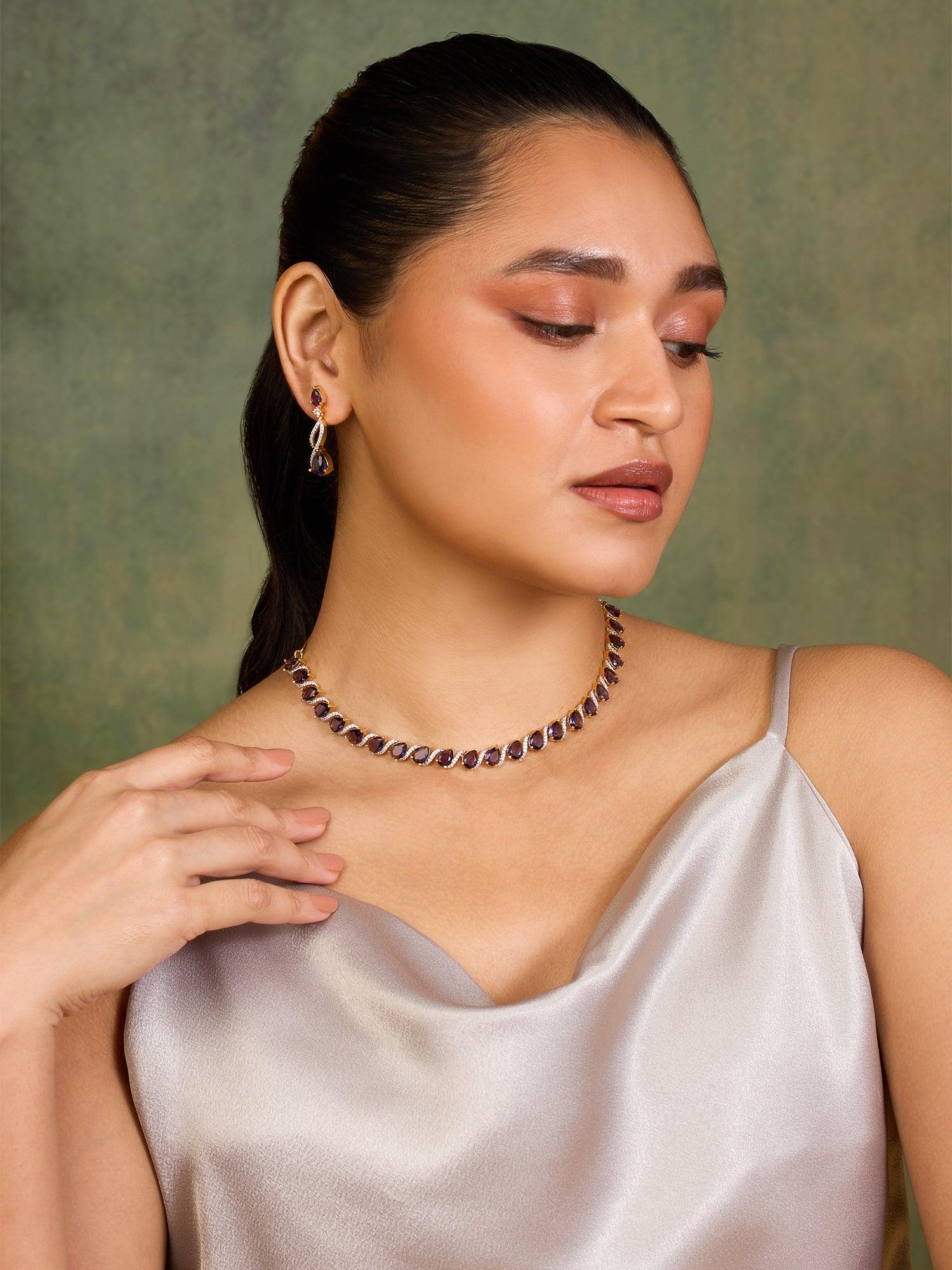 Starry Swirl Sapphire Necklace set - Dyulokha