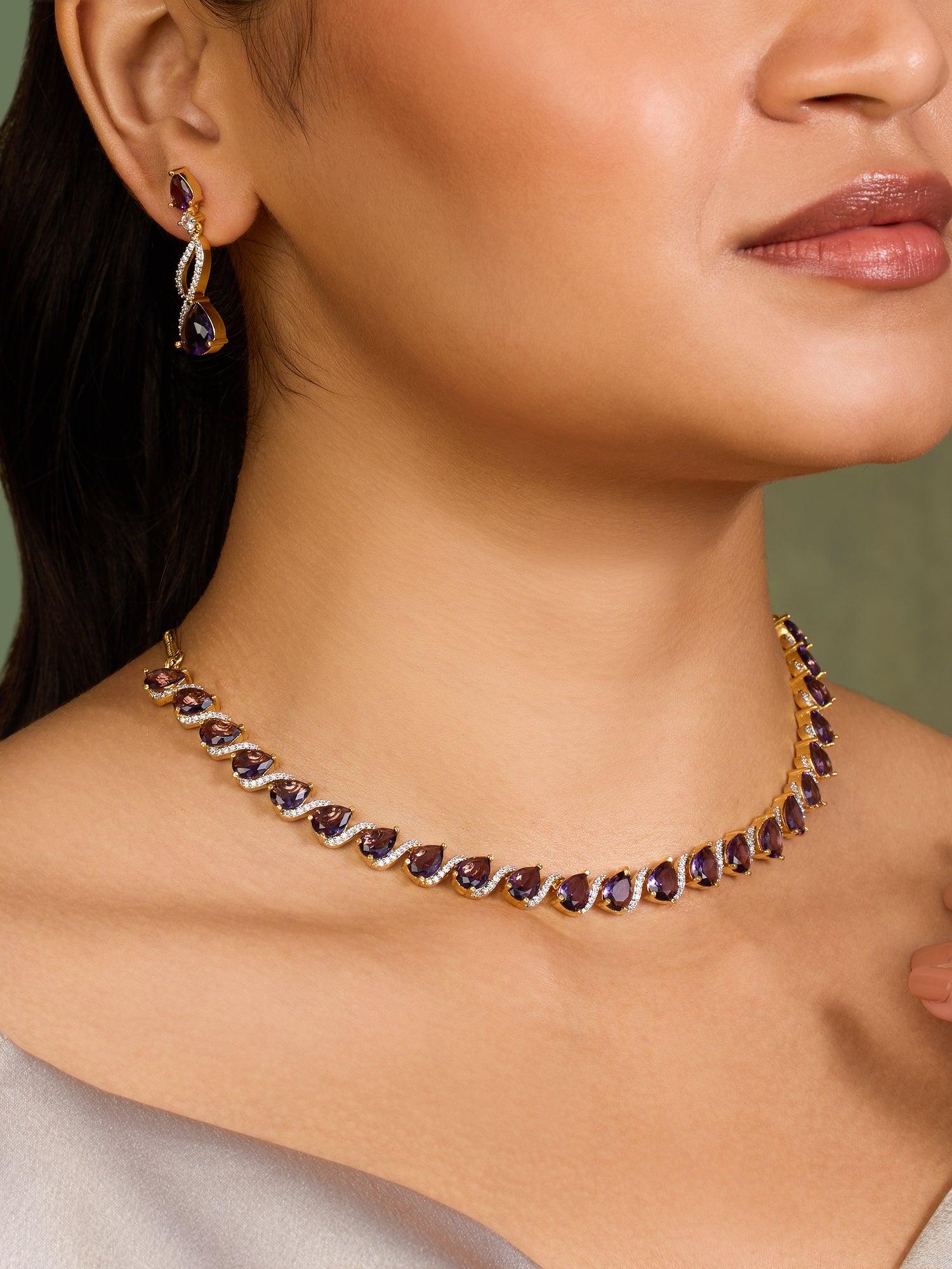 Starry Swirl Sapphire Necklace set - Dyulokha