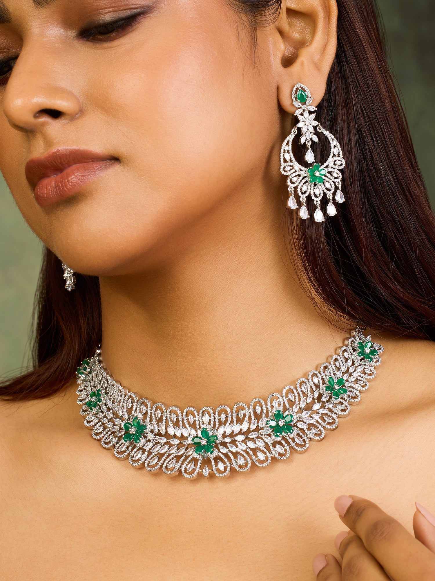 Celestial Glamours Emerald Necklace set