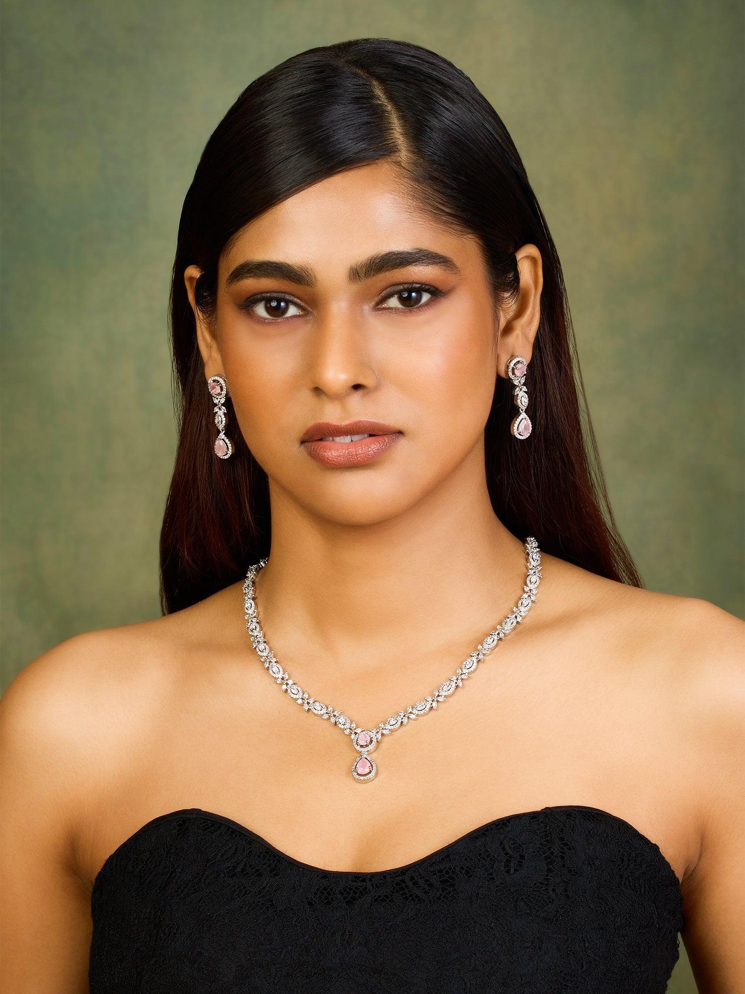 Rose Radiance Tourmaline Necklace set - Dyulokha