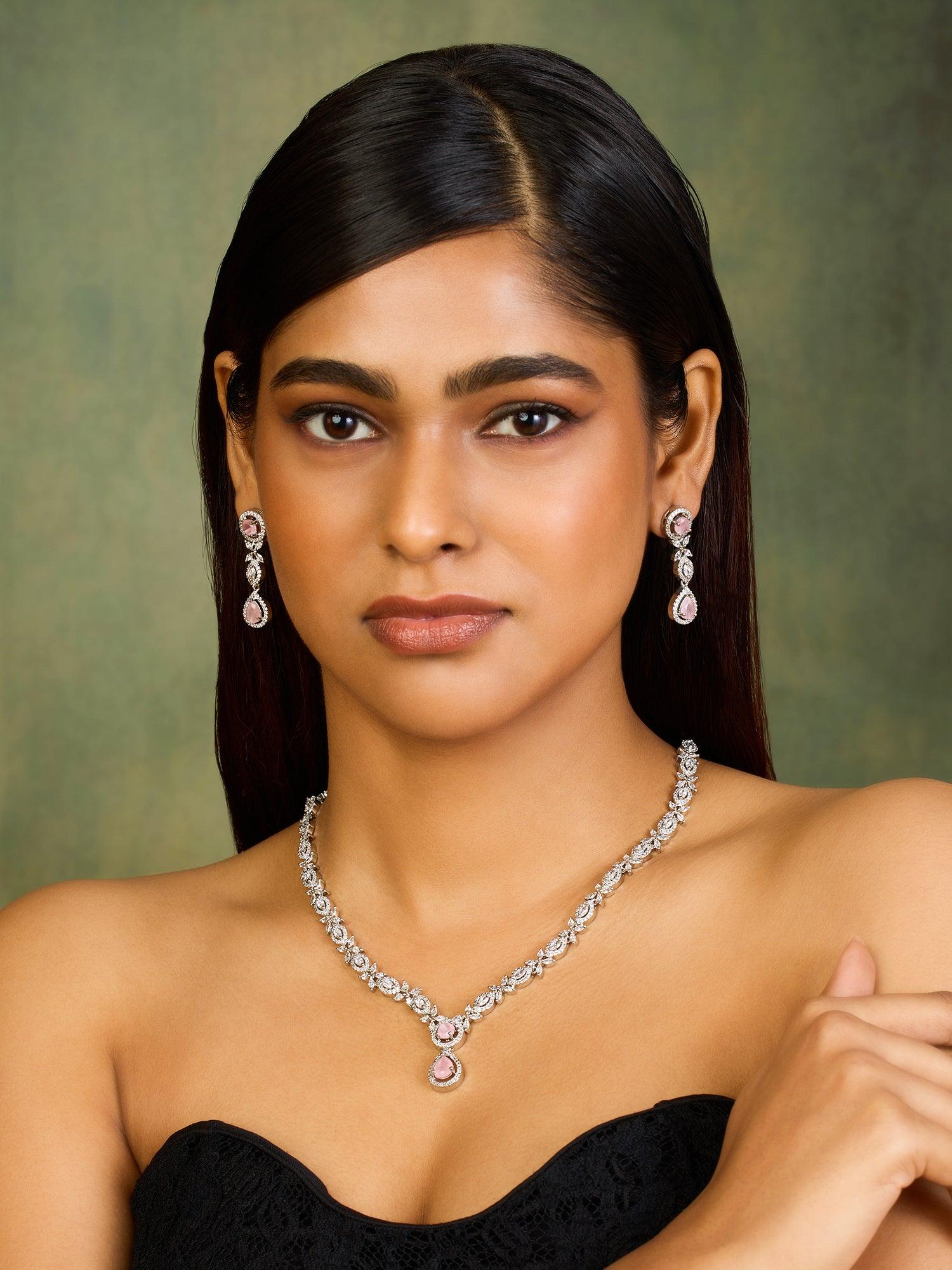 Rose Radiance Tourmaline Necklace set - Dyulokha