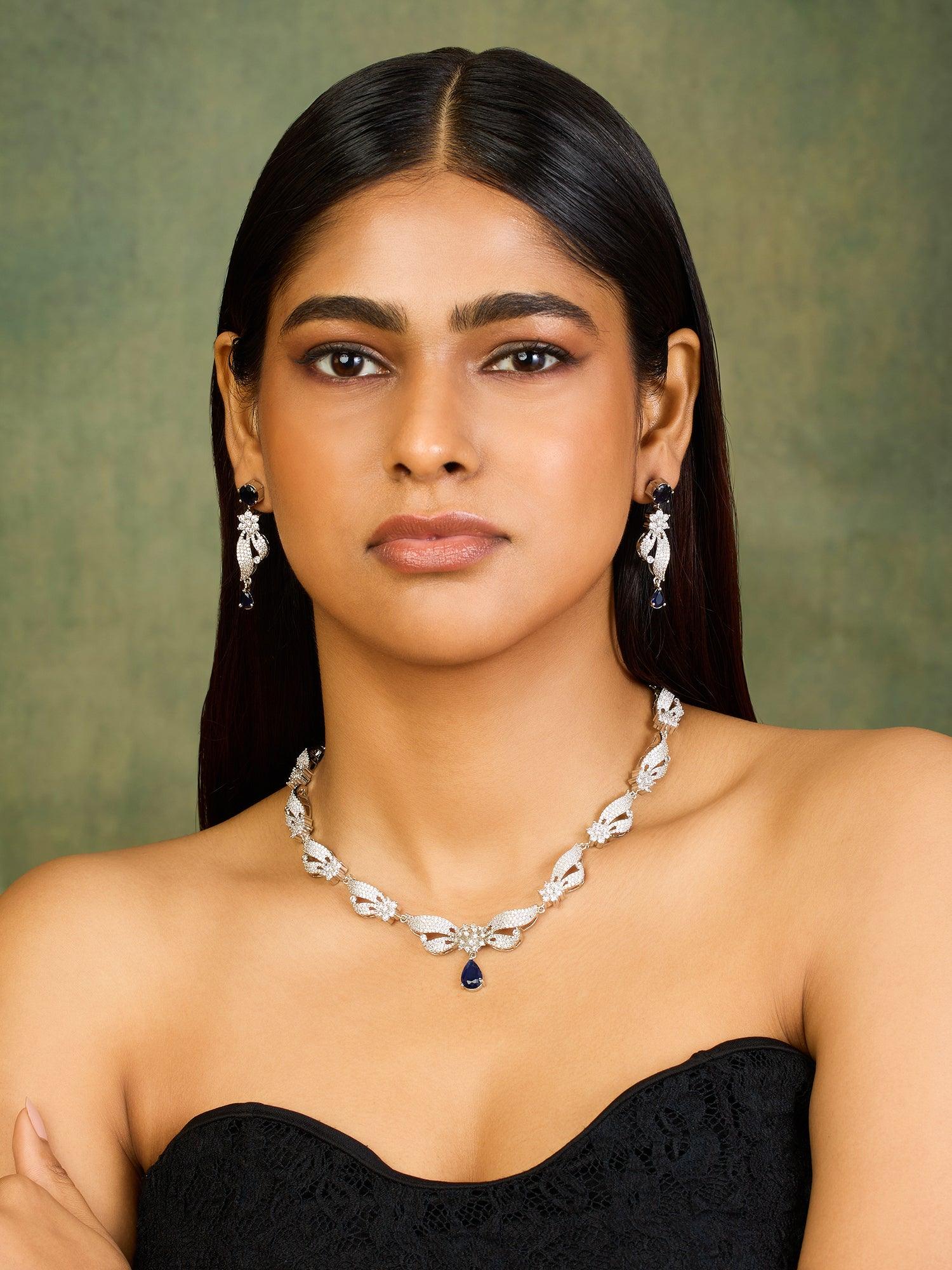 Blue Brilliance Sapphire Necklace Set - Dyulokha
