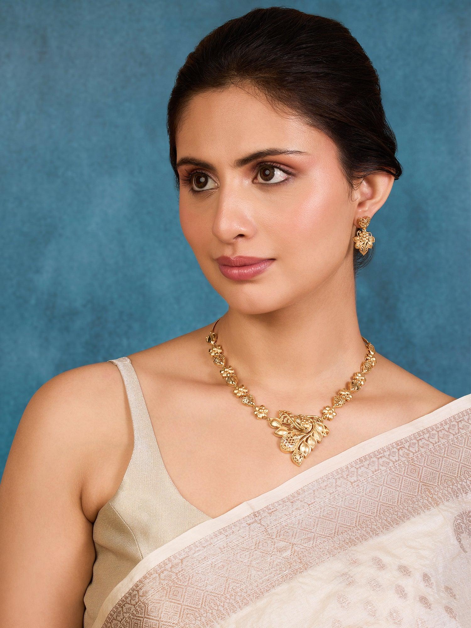 Gilded Garden Flower Necklace Set - Dyulokha