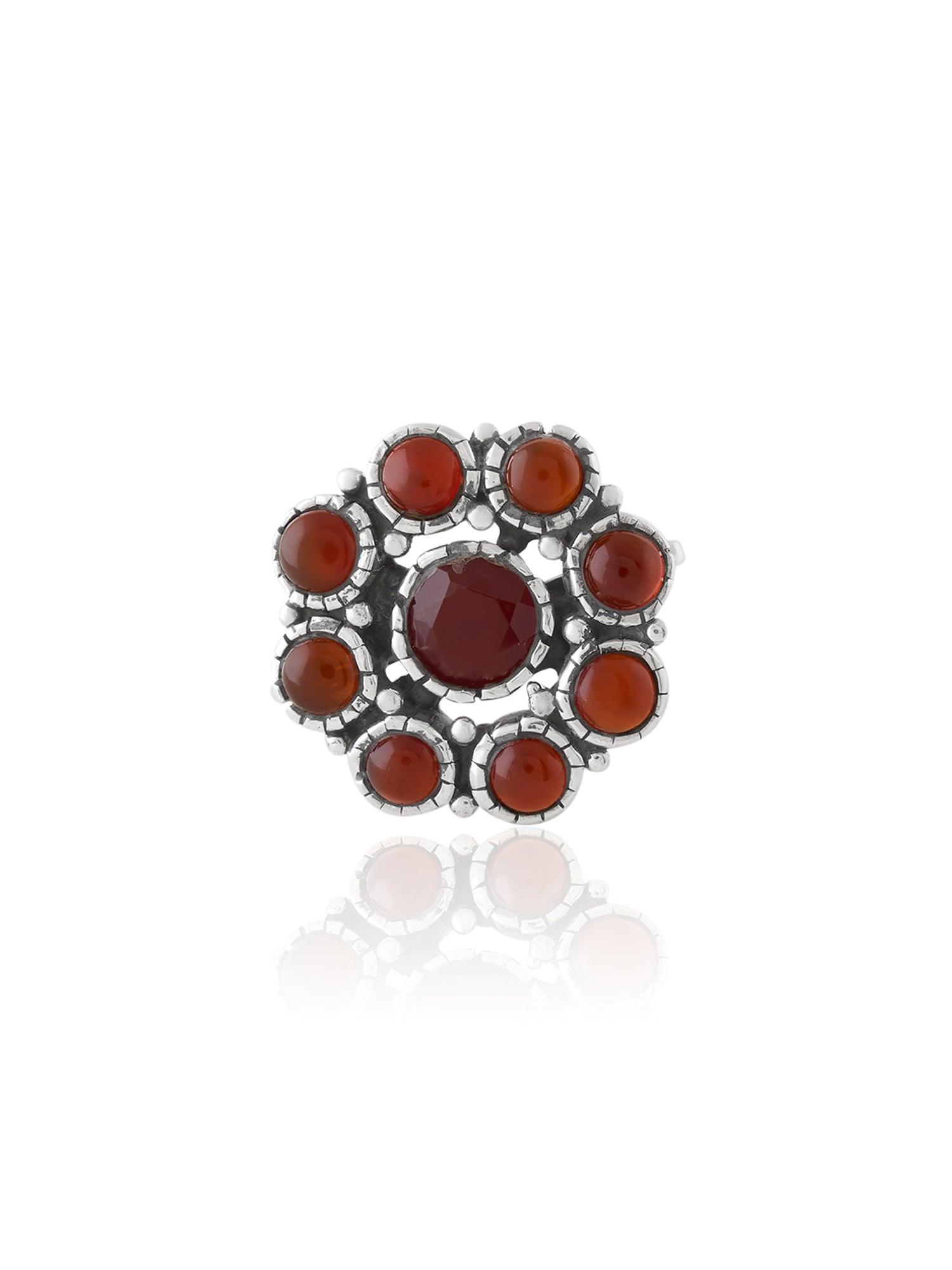 Blooming Flowery Carnelian Ring - Dyulokha