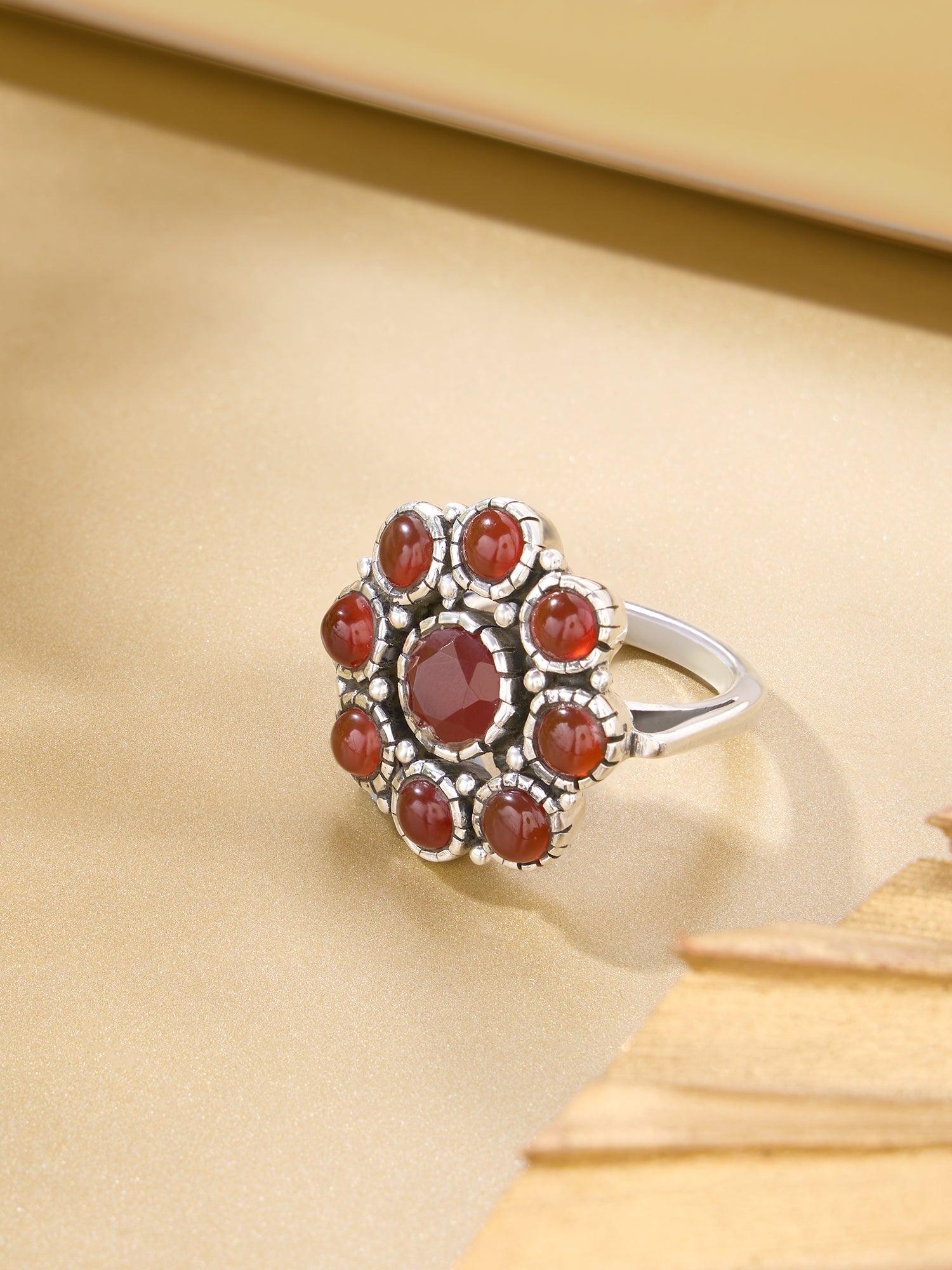 Blooming Flowery Carnelian Ring - Dyulokha