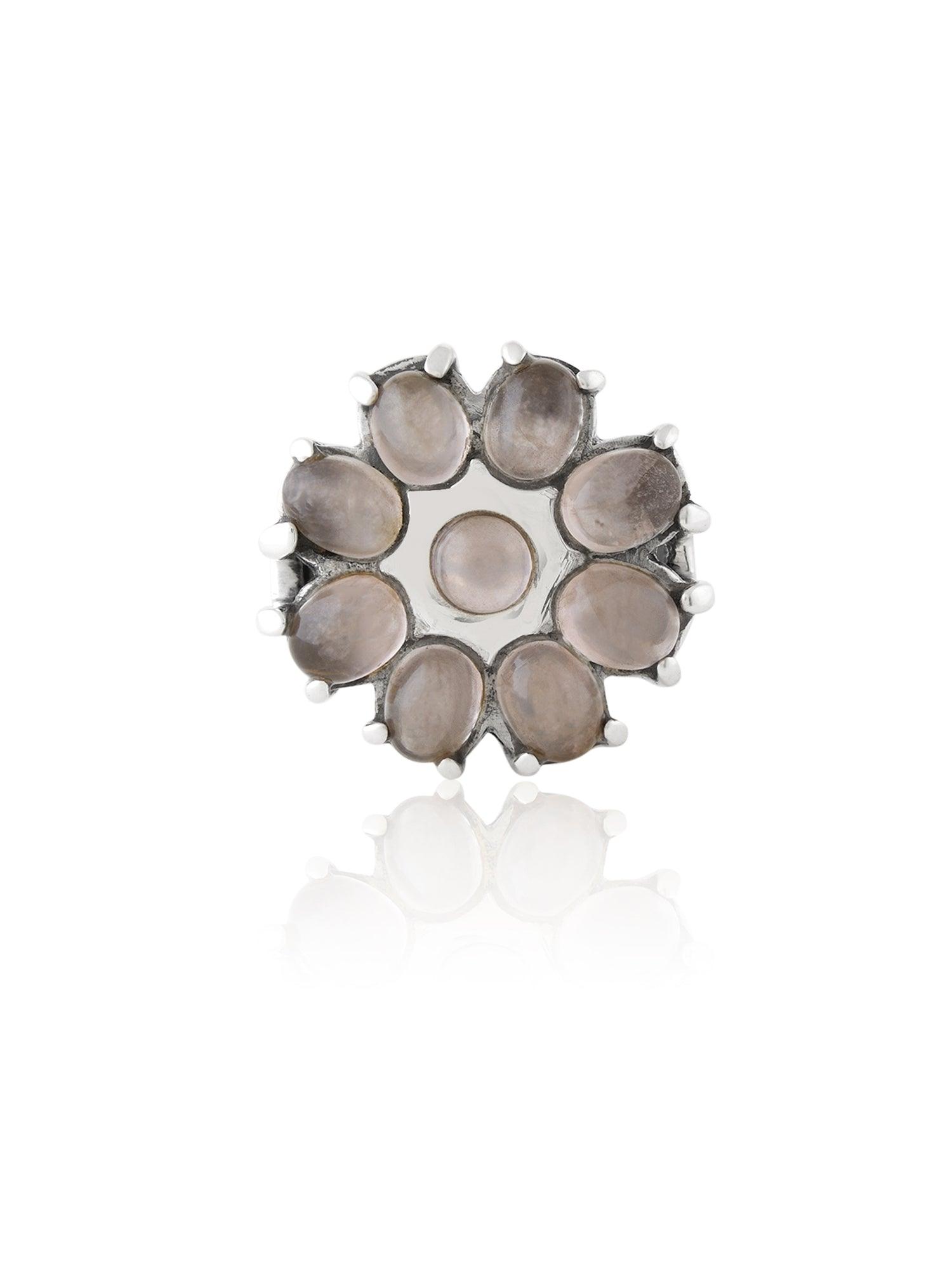Blush Flowery Rose Quartz Ring - Dyulokha