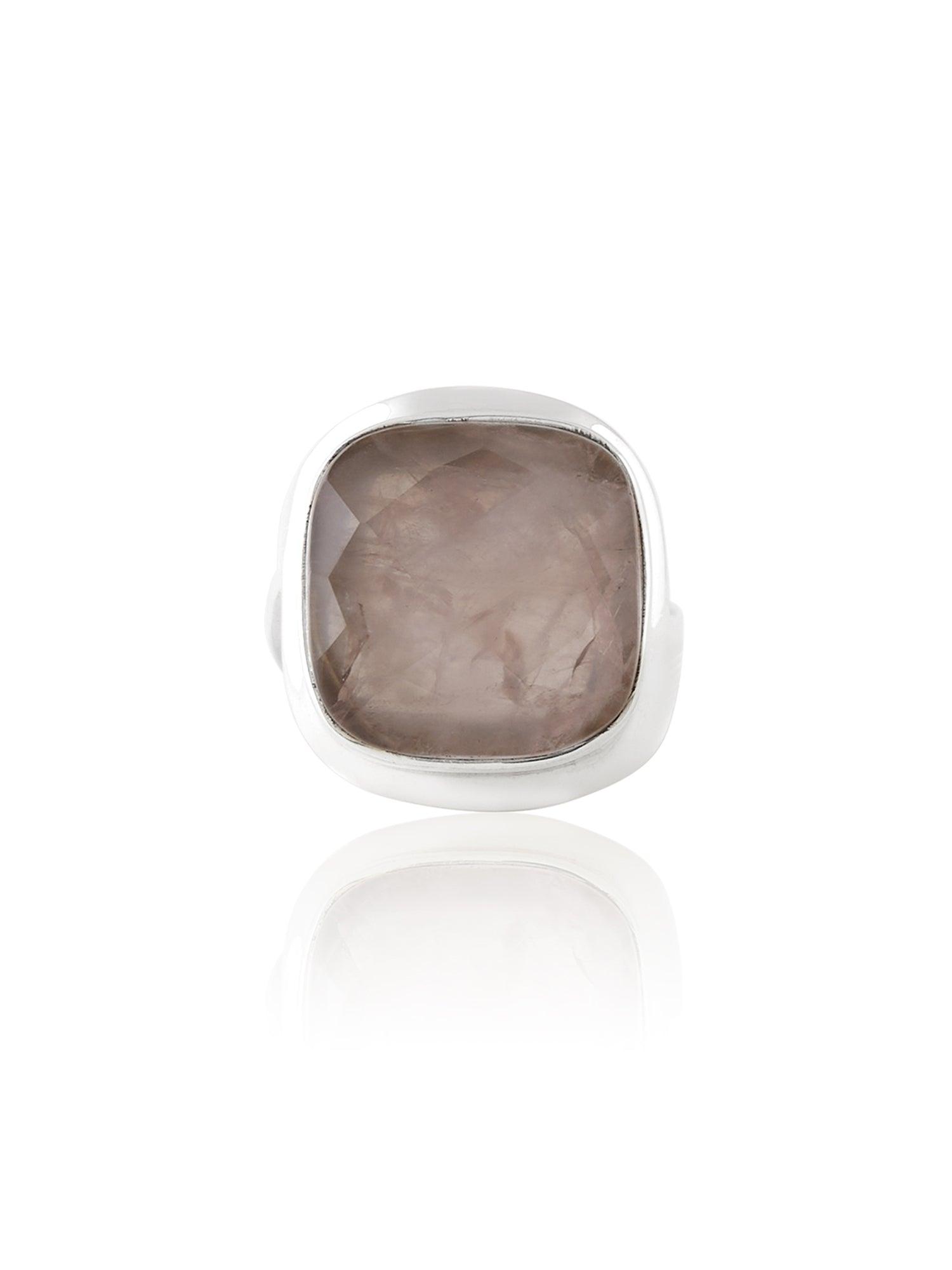 Pink Perfection Statement Rose Quartz Ring - Dyulokha
