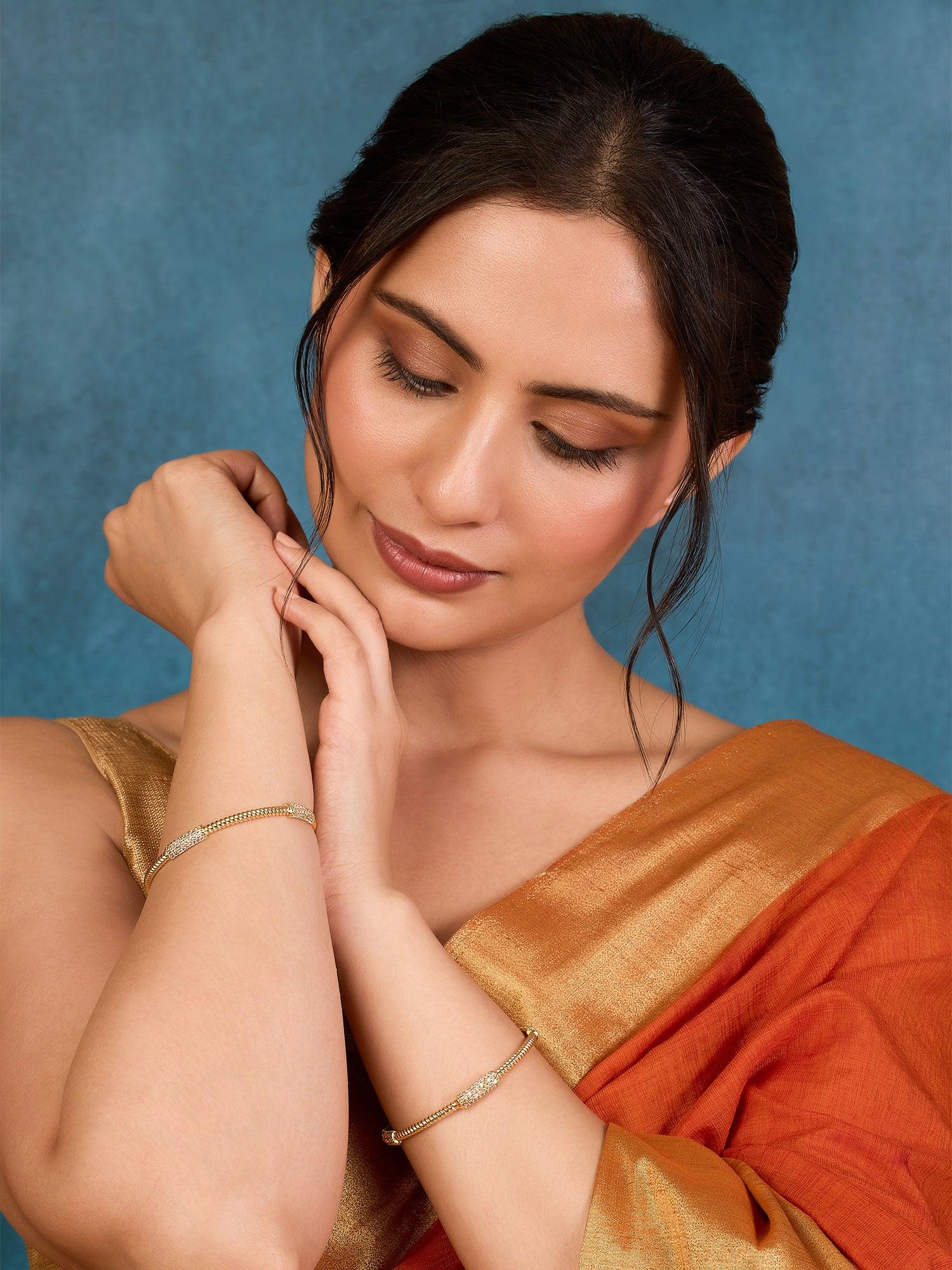Effortless Glam Silver CZ Bangles - Dyulokha