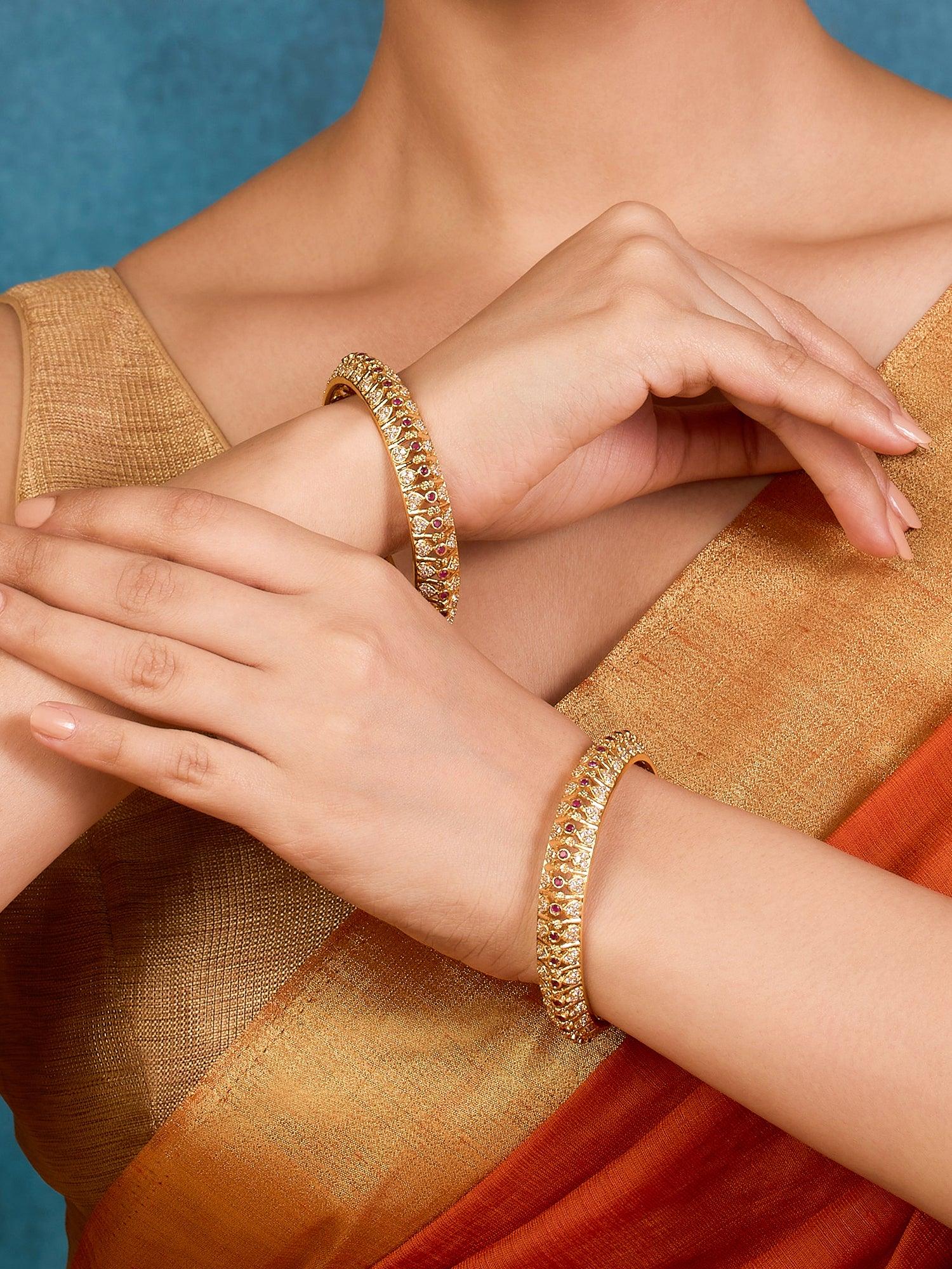 Luxe Ruby Glow Bangles - Dyulokha