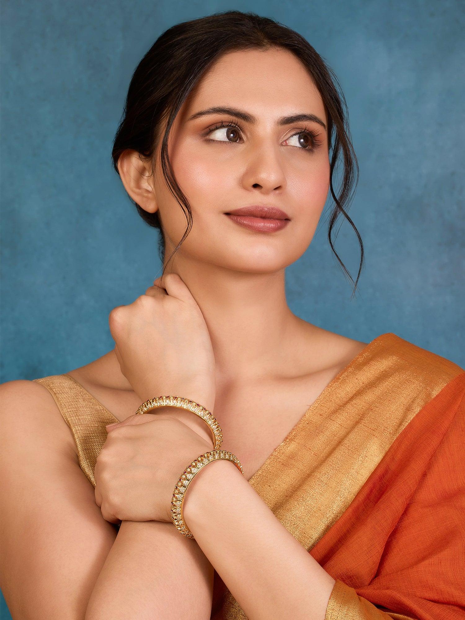 Luxe Ruby Glow Bangles - Dyulokha